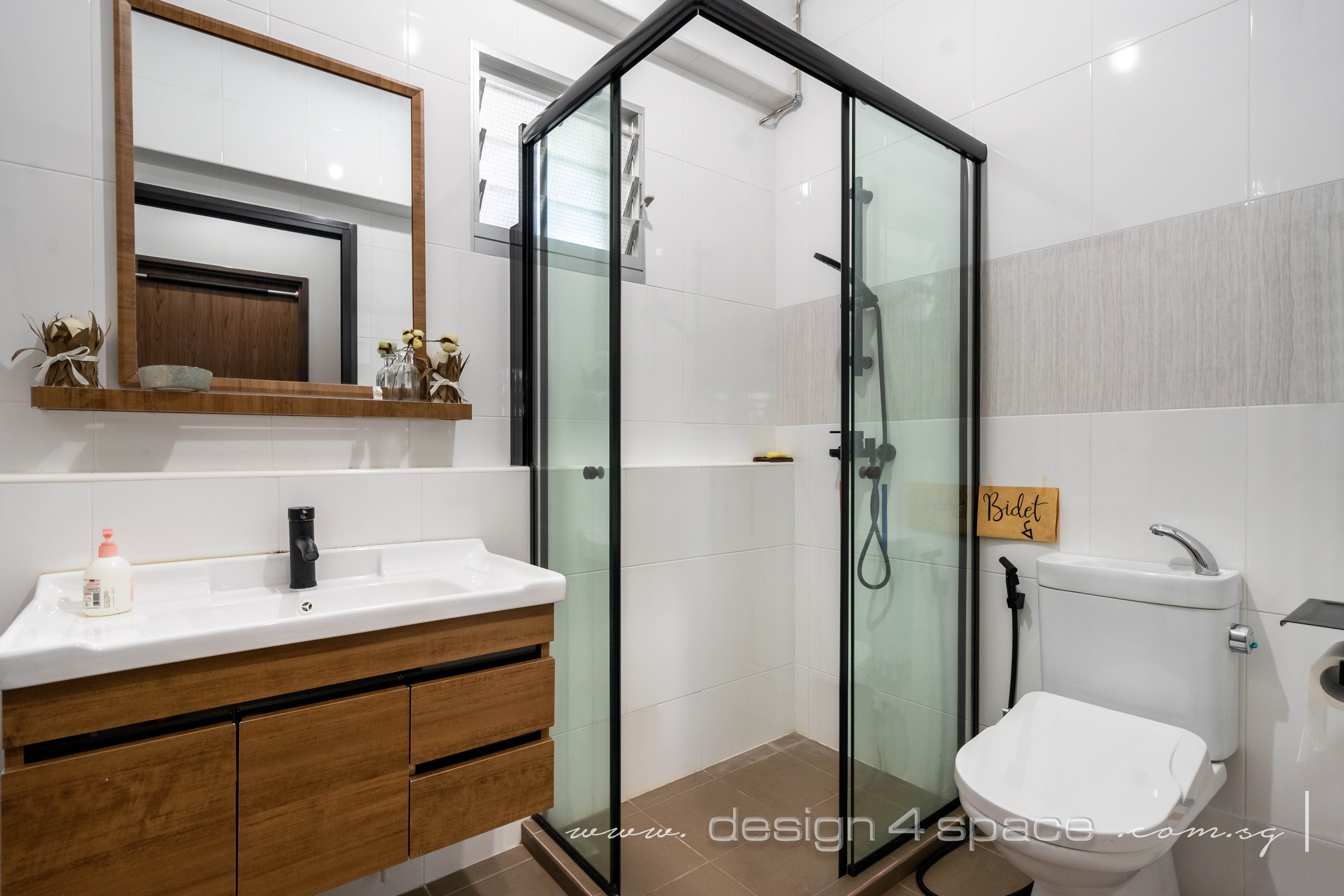 Industrial, Modern, Rustic Design - Bathroom - HDB 3 Room - Design by Design 4 Space Pte Ltd