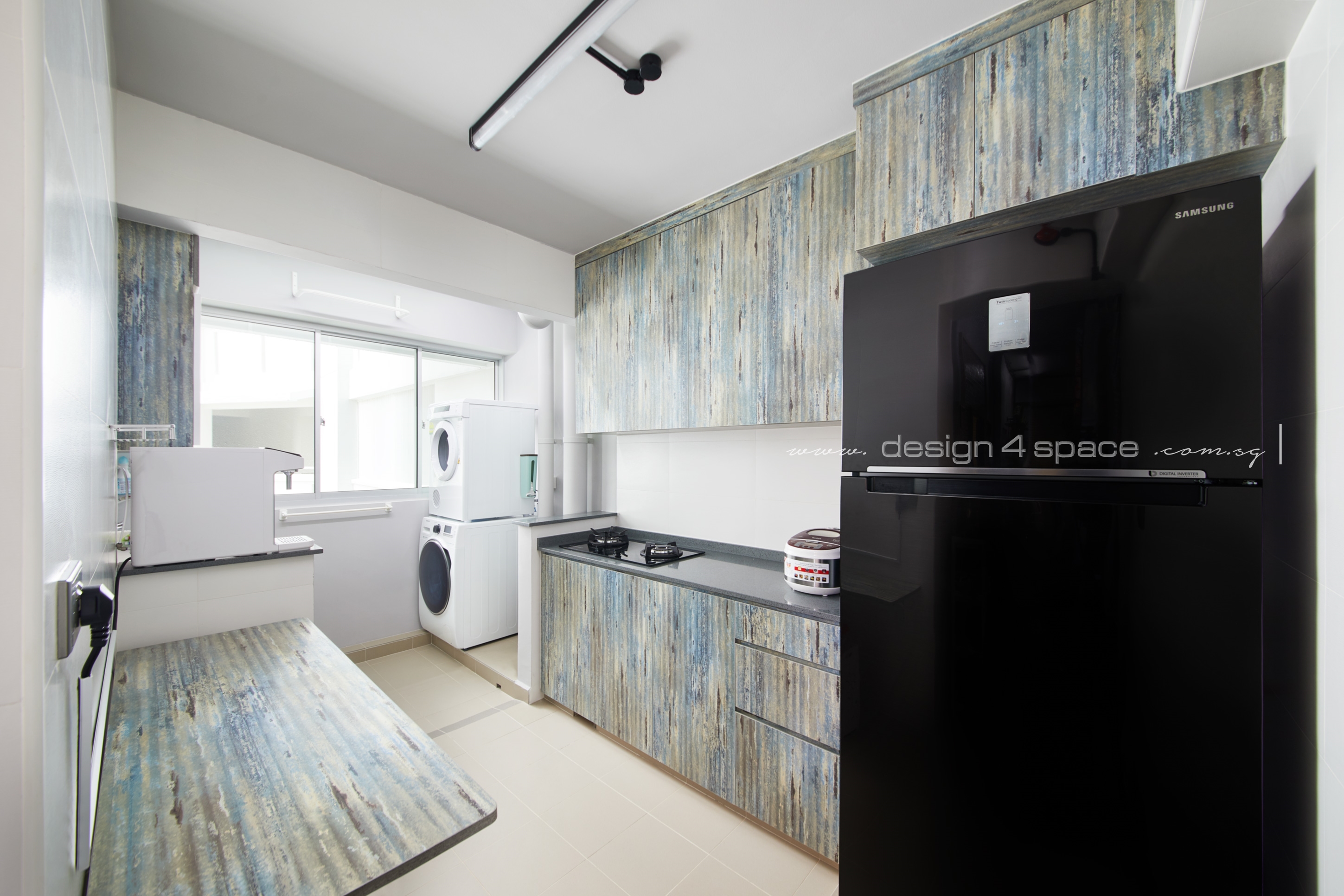 Industrial, Retro Design - Kitchen - HDB 3 Room - Design by Design 4 Space Pte Ltd