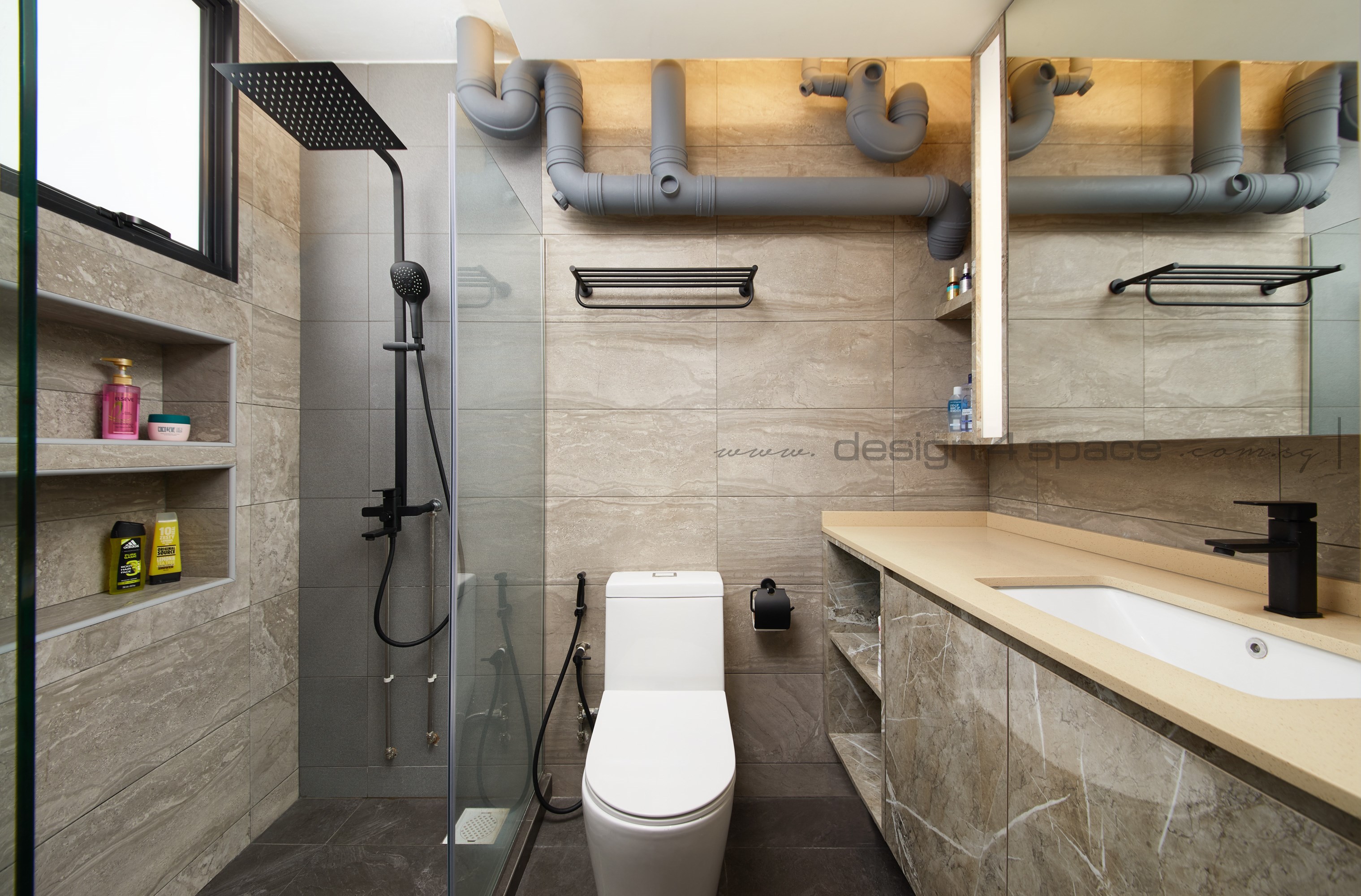 Contemporary Design - Bathroom - HDB 3 Room - Design by Design 4 Space Pte Ltd