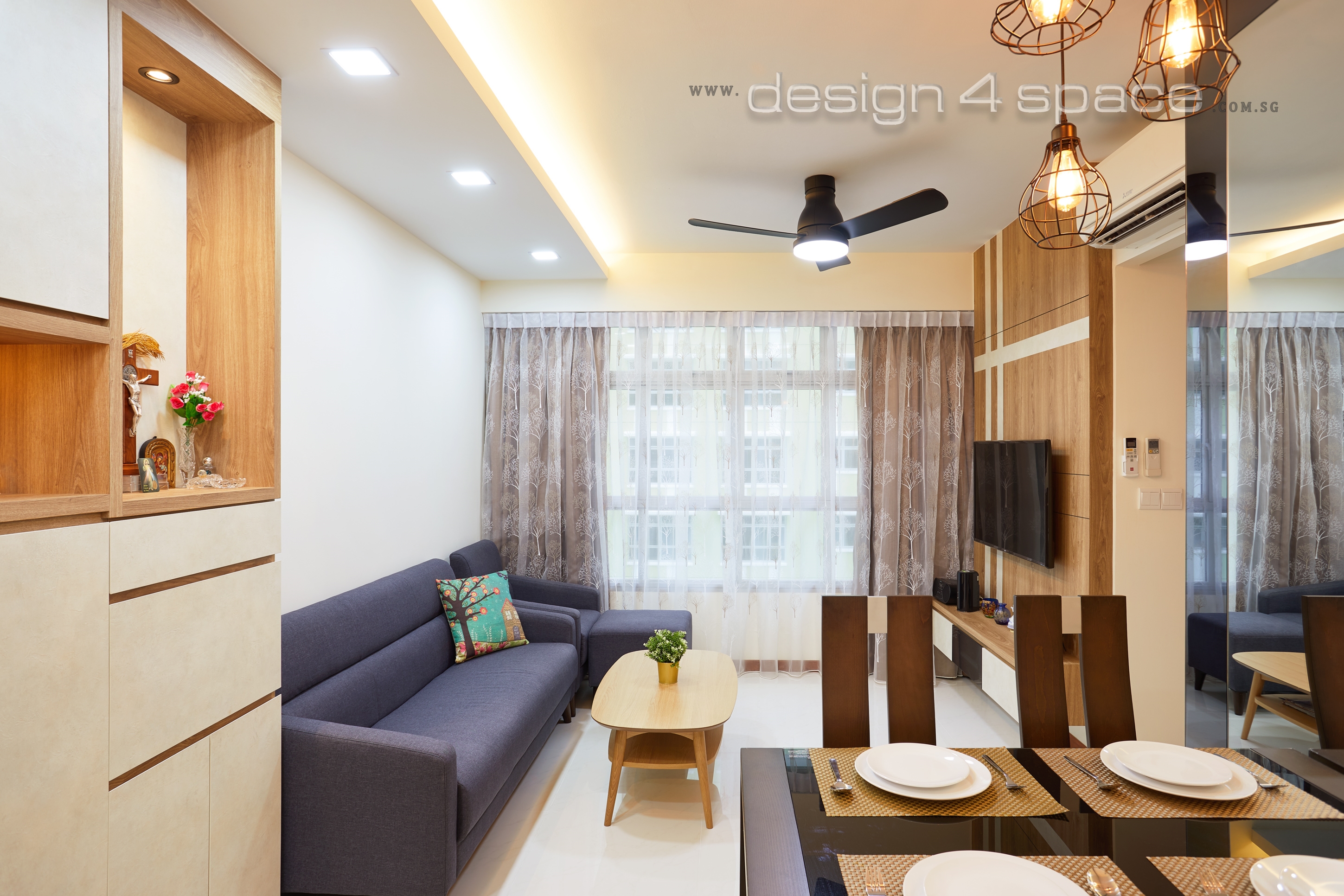 Contemporary, Modern Design - Living Room - HDB 3 Room - Design by Design 4 Space Pte Ltd