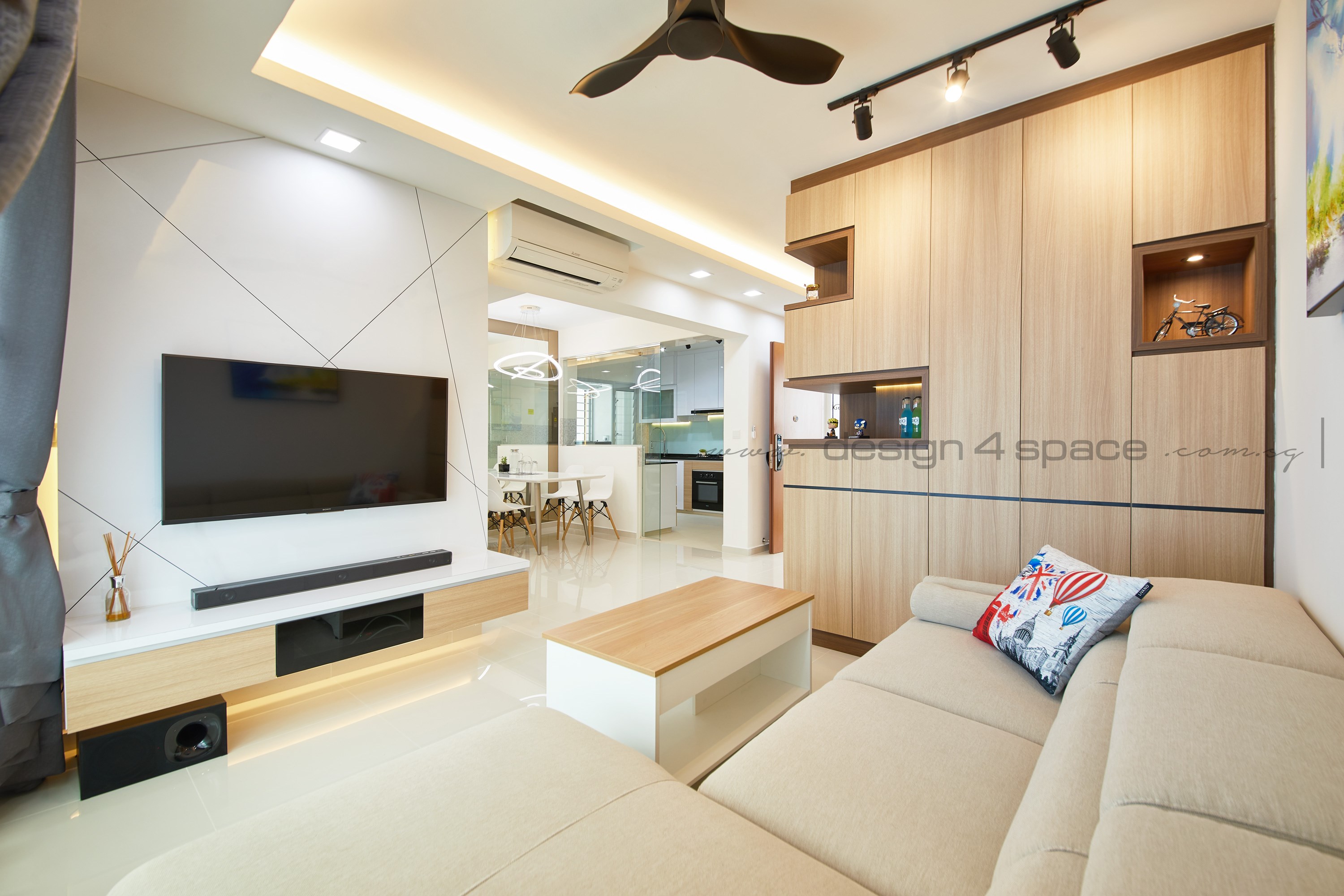 Contemporary, Modern Design - Living Room - HDB 4 Room - Design by Design 4 Space Pte Ltd