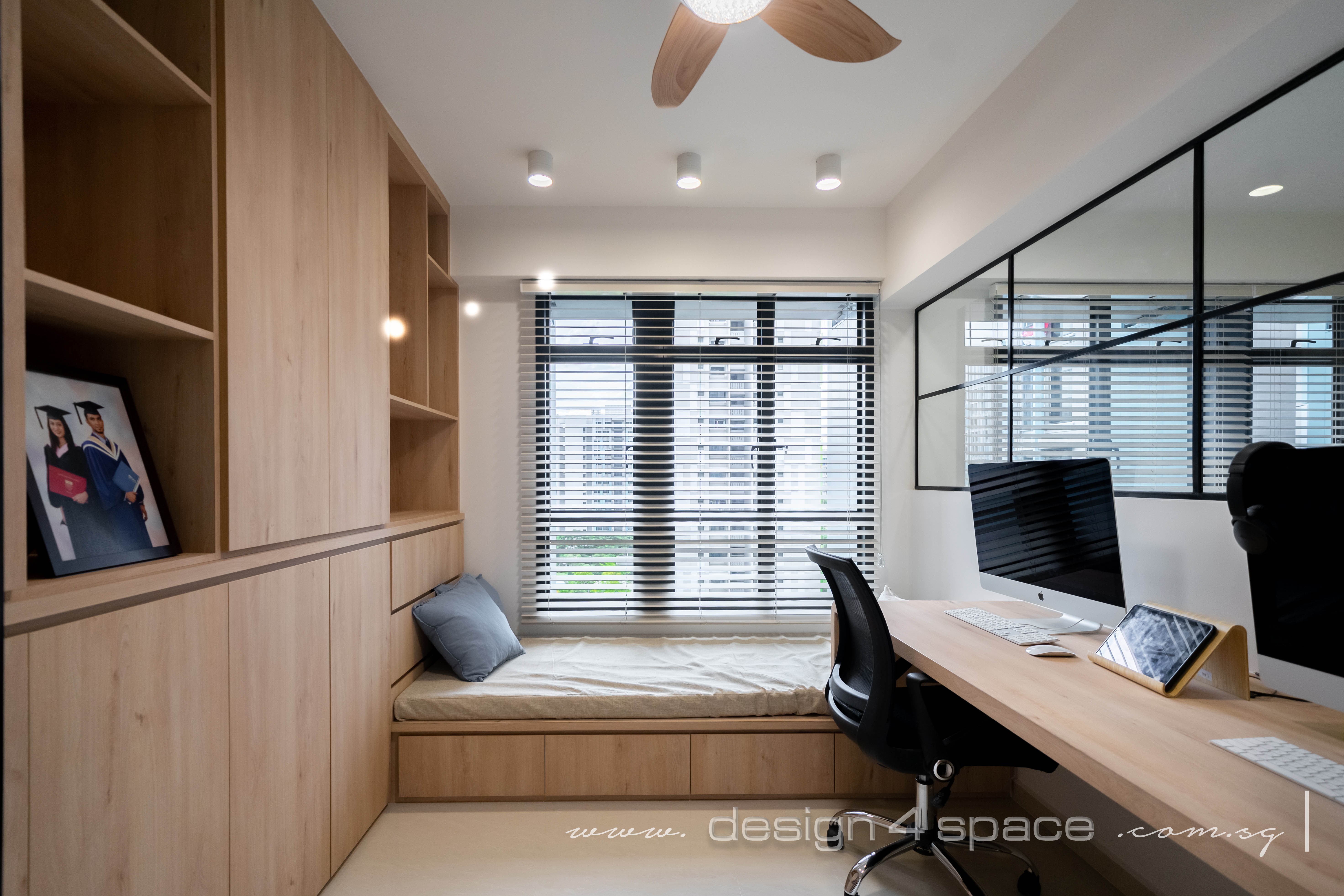 Minimalist, Scandinavian Design - Study Room - HDB 4 Room - Design by Design 4 Space Pte Ltd