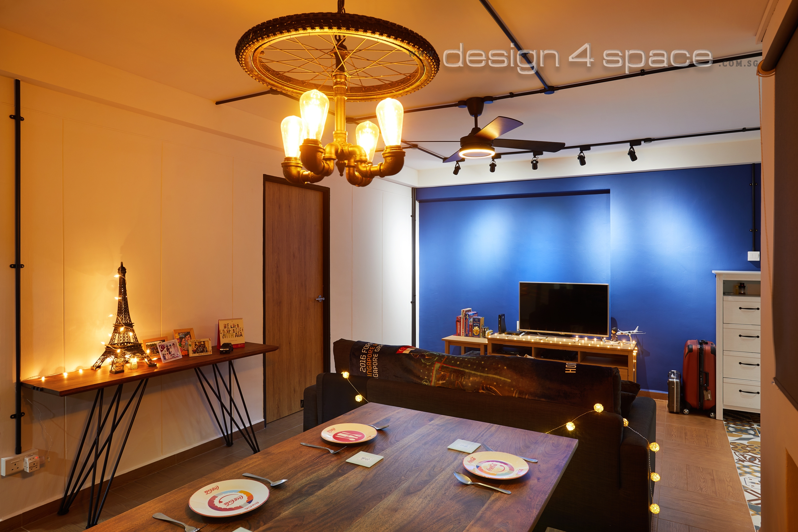 Contemporary, Industrial, Rustic Design - Living Room - HDB 4 Room - Design by Design 4 Space Pte Ltd