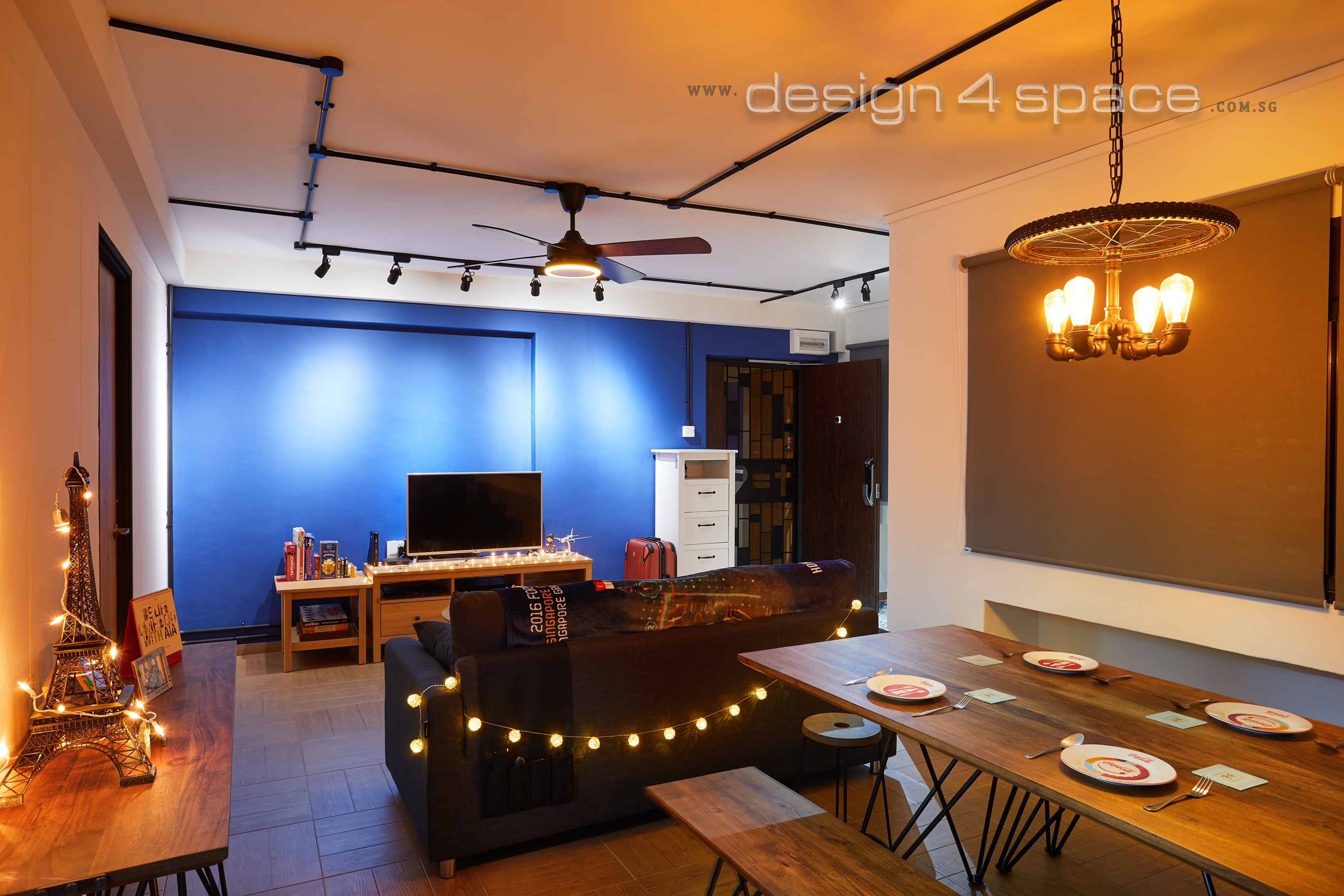 Contemporary, Industrial, Rustic Design - Living Room - HDB 4 Room - Design by Design 4 Space Pte Ltd