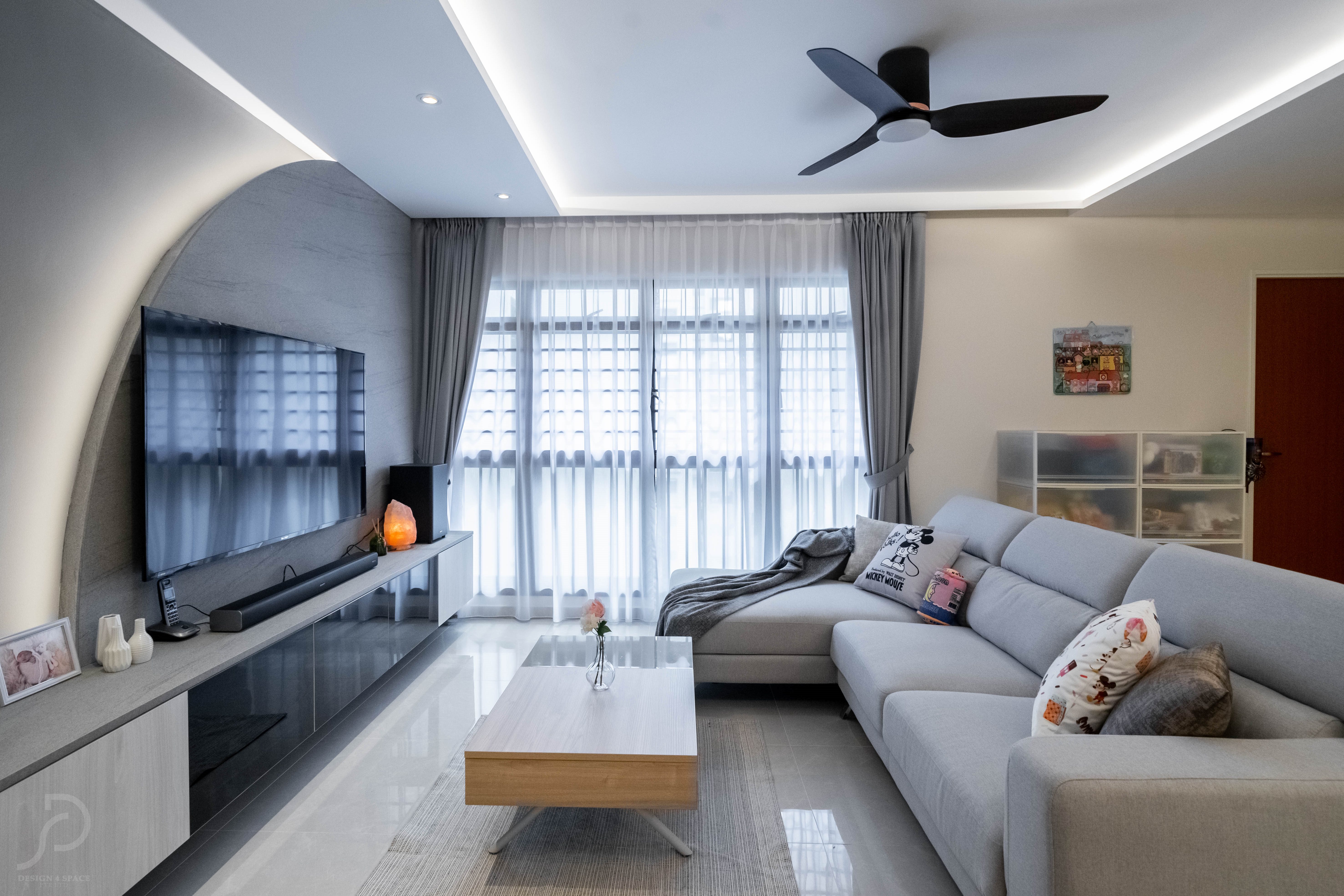 Contemporary Design - Living Room - HDB 4 Room - Design by Design 4 Space Pte Ltd