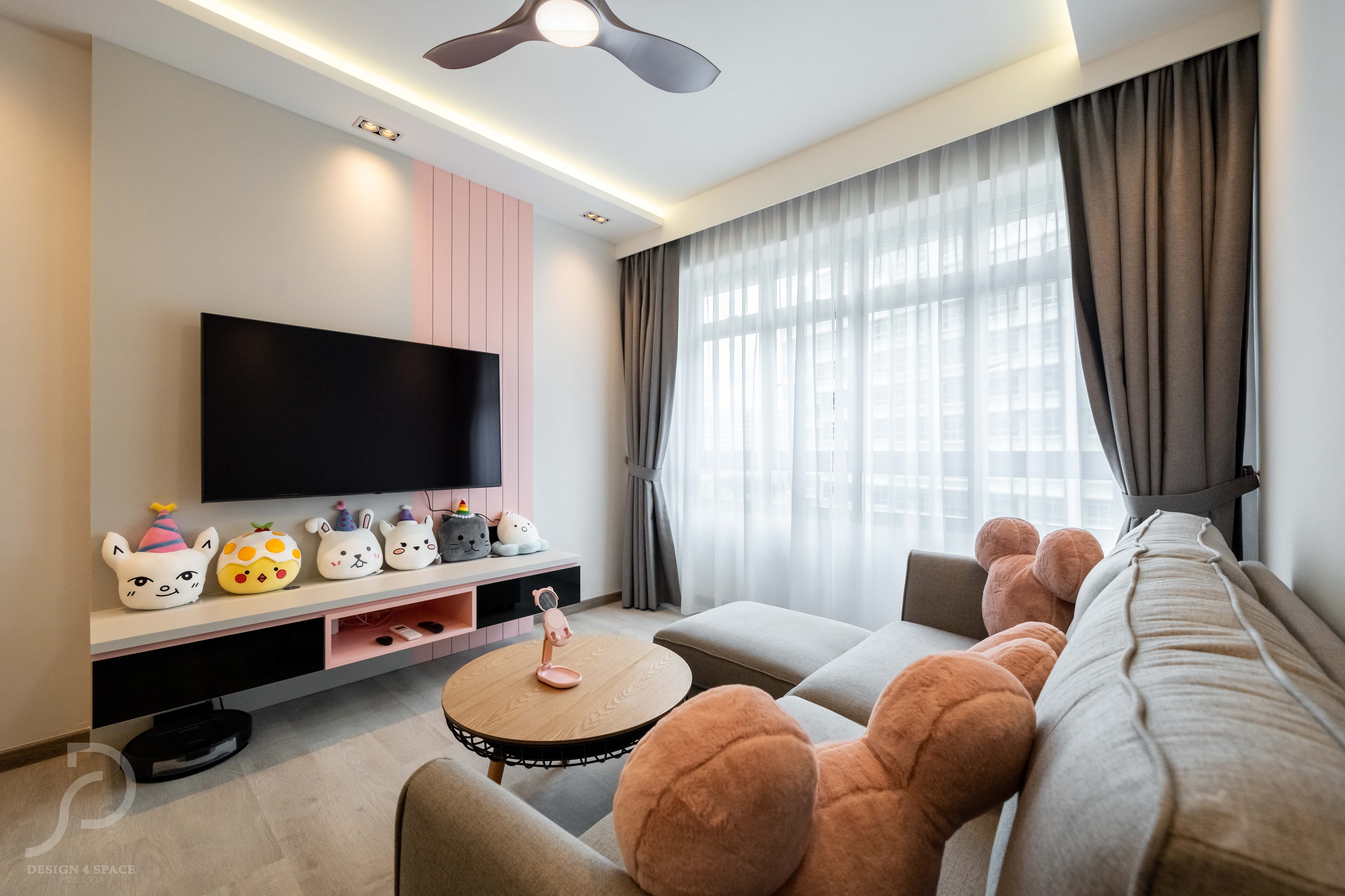 Contemporary, Modern Design - Living Room - HDB 4 Room - Design by Design 4 Space Pte Ltd