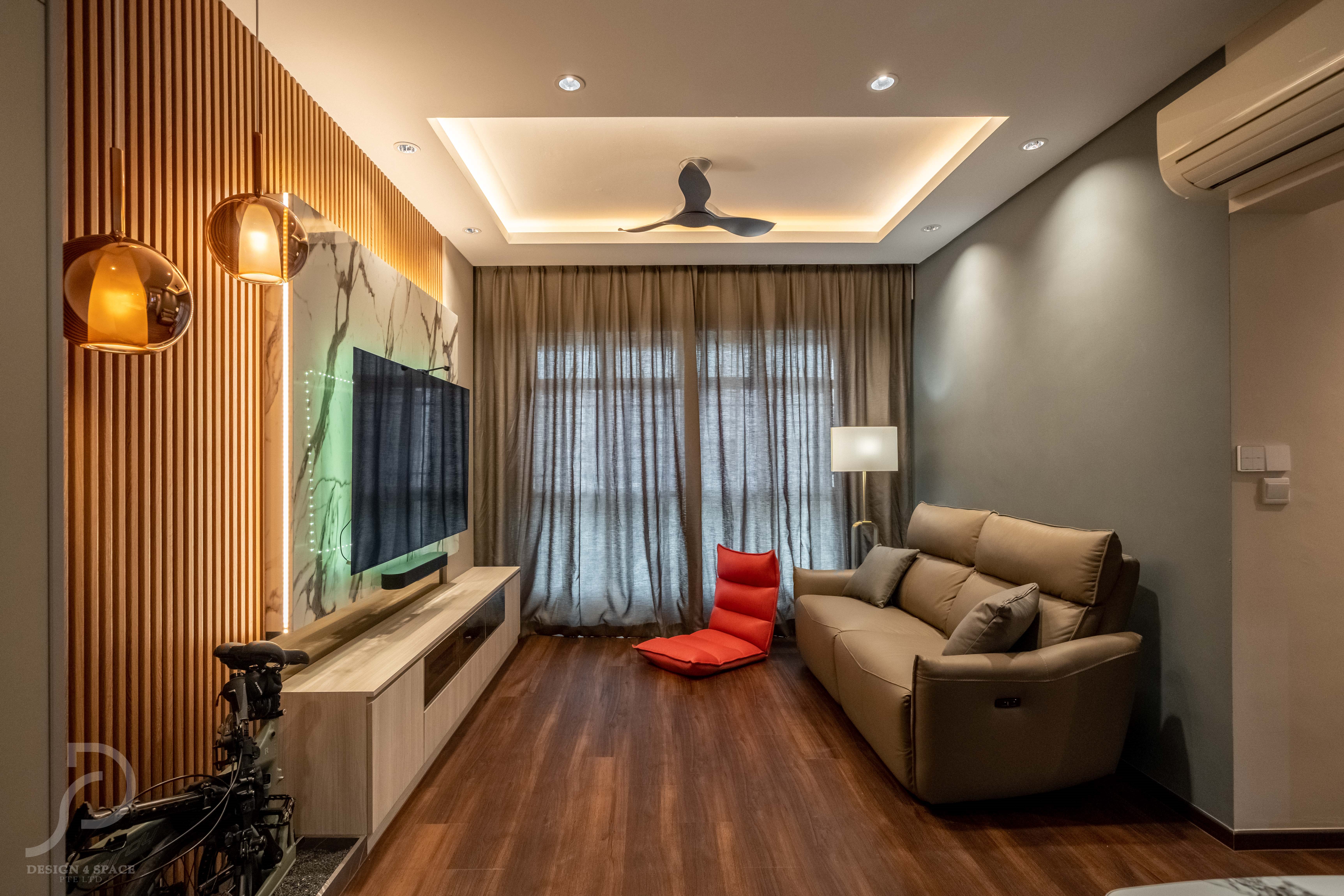 Contemporary, Modern Design - Living Room - HDB 4 Room - Design by Design 4 Space Pte Ltd