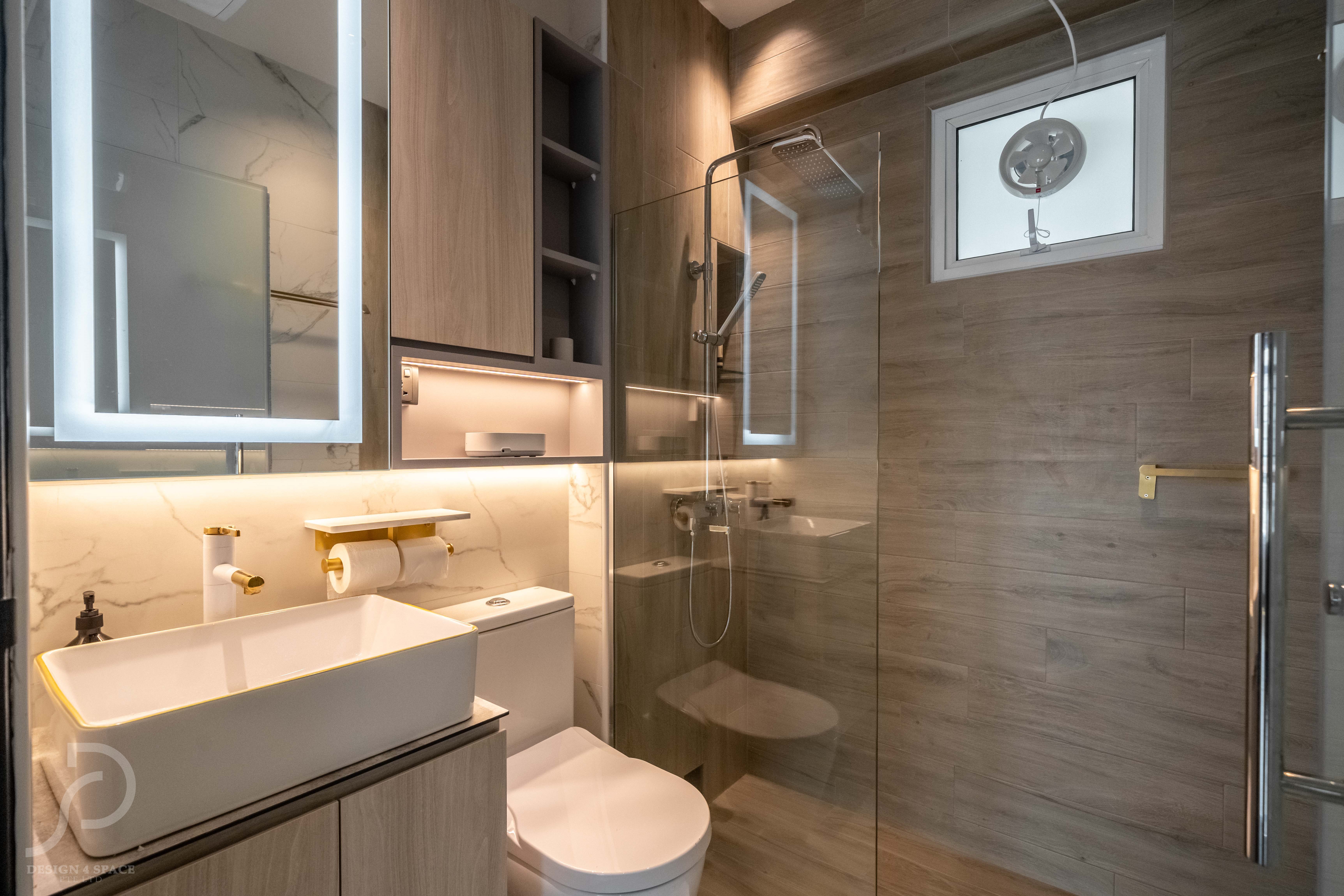 Contemporary, Modern Design - Bathroom - HDB 4 Room - Design by Design 4 Space Pte Ltd