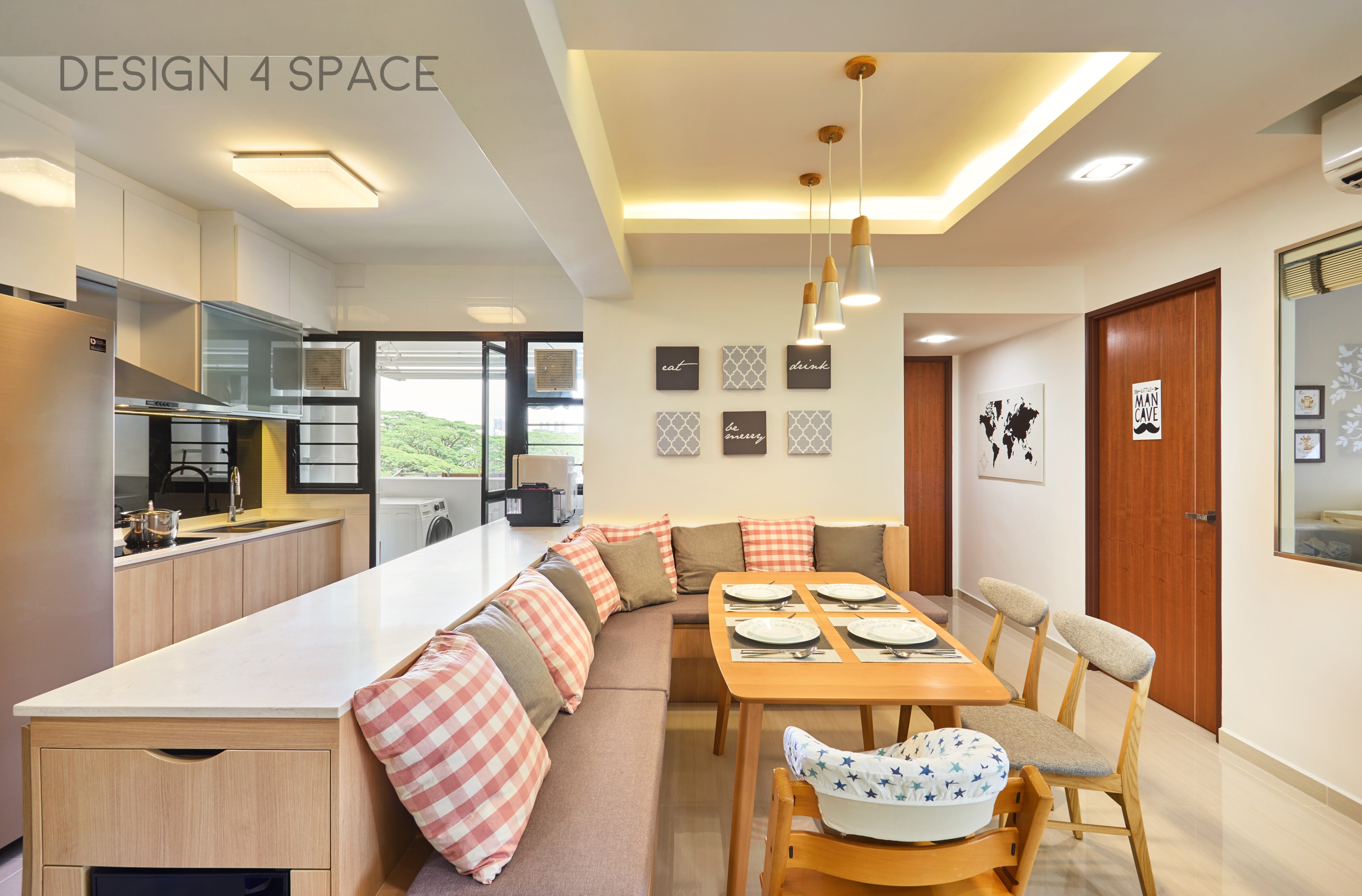 Contemporary, Country, Modern Design - Dining Room - HDB 4 Room - Design by Design 4 Space Pte Ltd