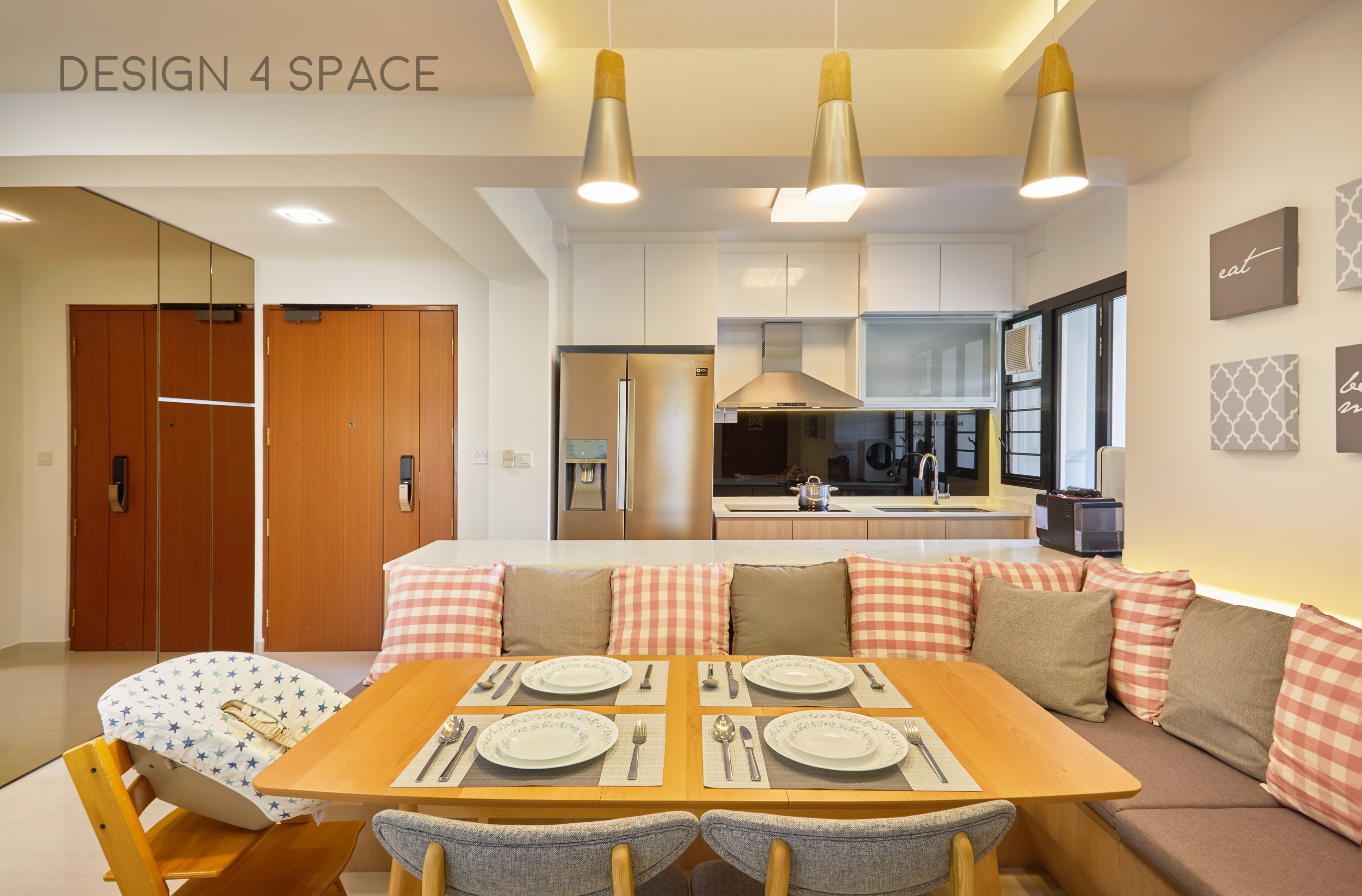 Contemporary, Country, Modern Design - Dining Room - HDB 4 Room - Design by Design 4 Space Pte Ltd