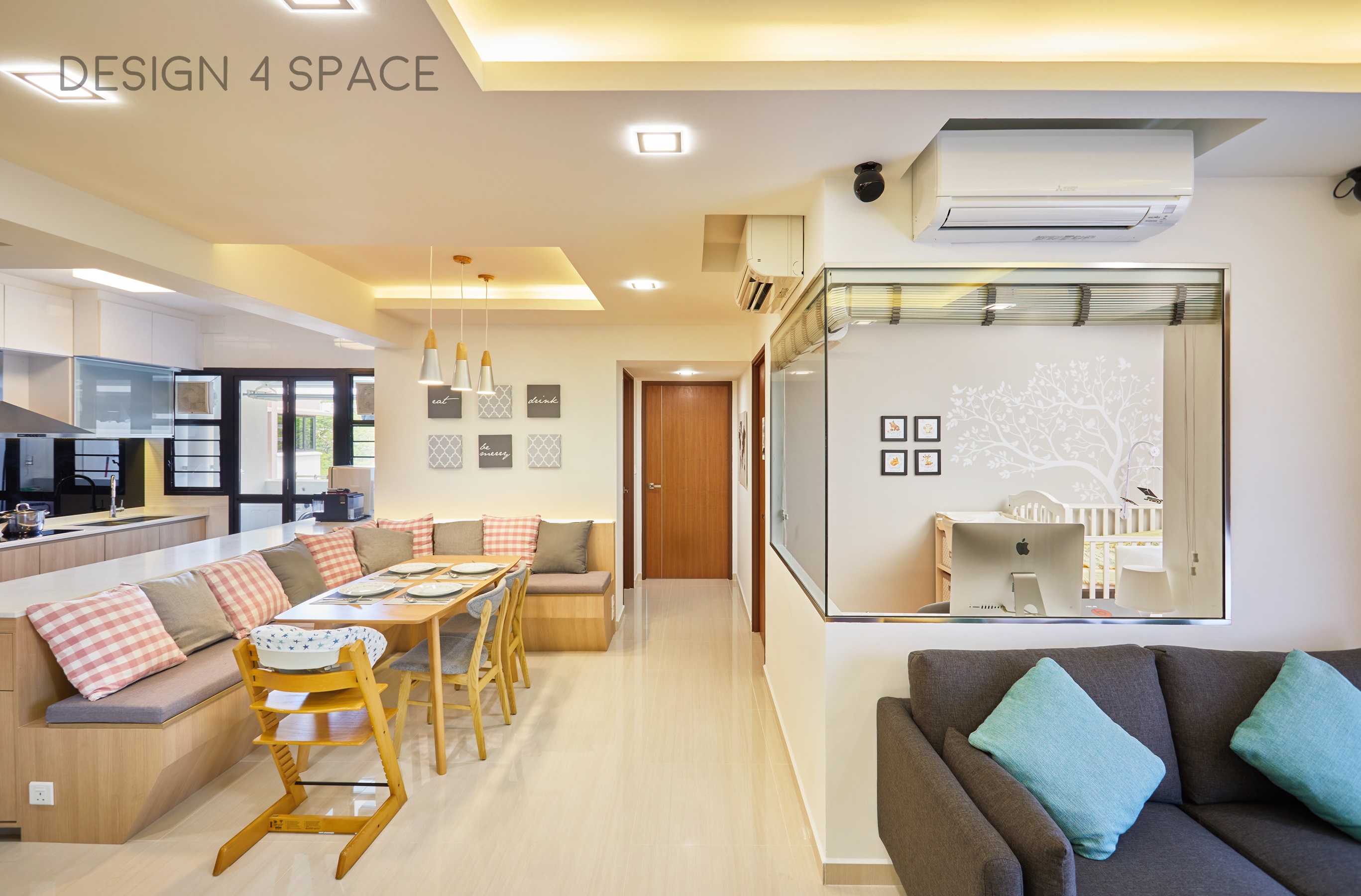 Contemporary, Country, Modern Design - Dining Room - HDB 4 Room - Design by Design 4 Space Pte Ltd