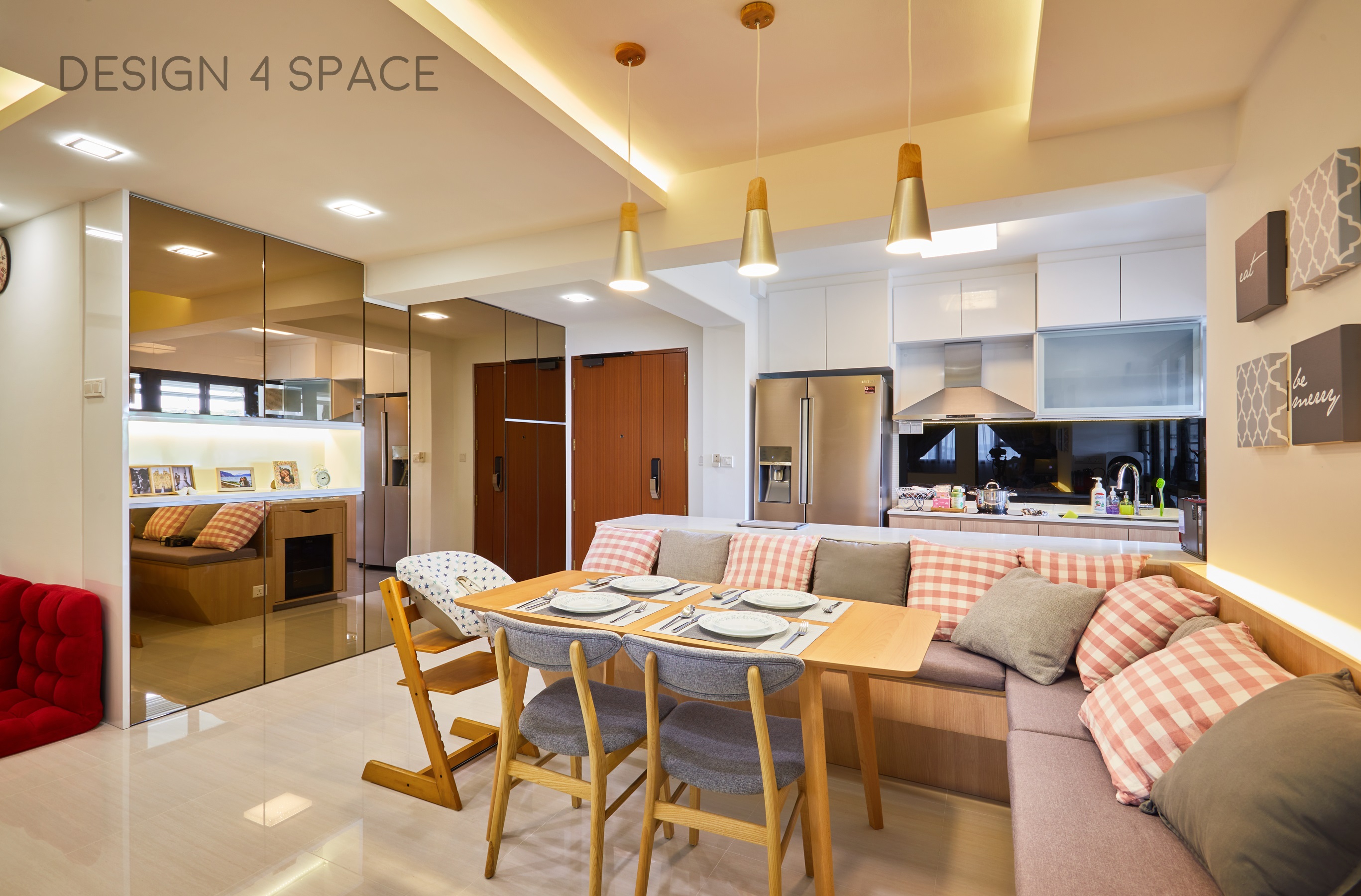 Contemporary, Country, Modern Design - Dining Room - HDB 4 Room - Design by Design 4 Space Pte Ltd