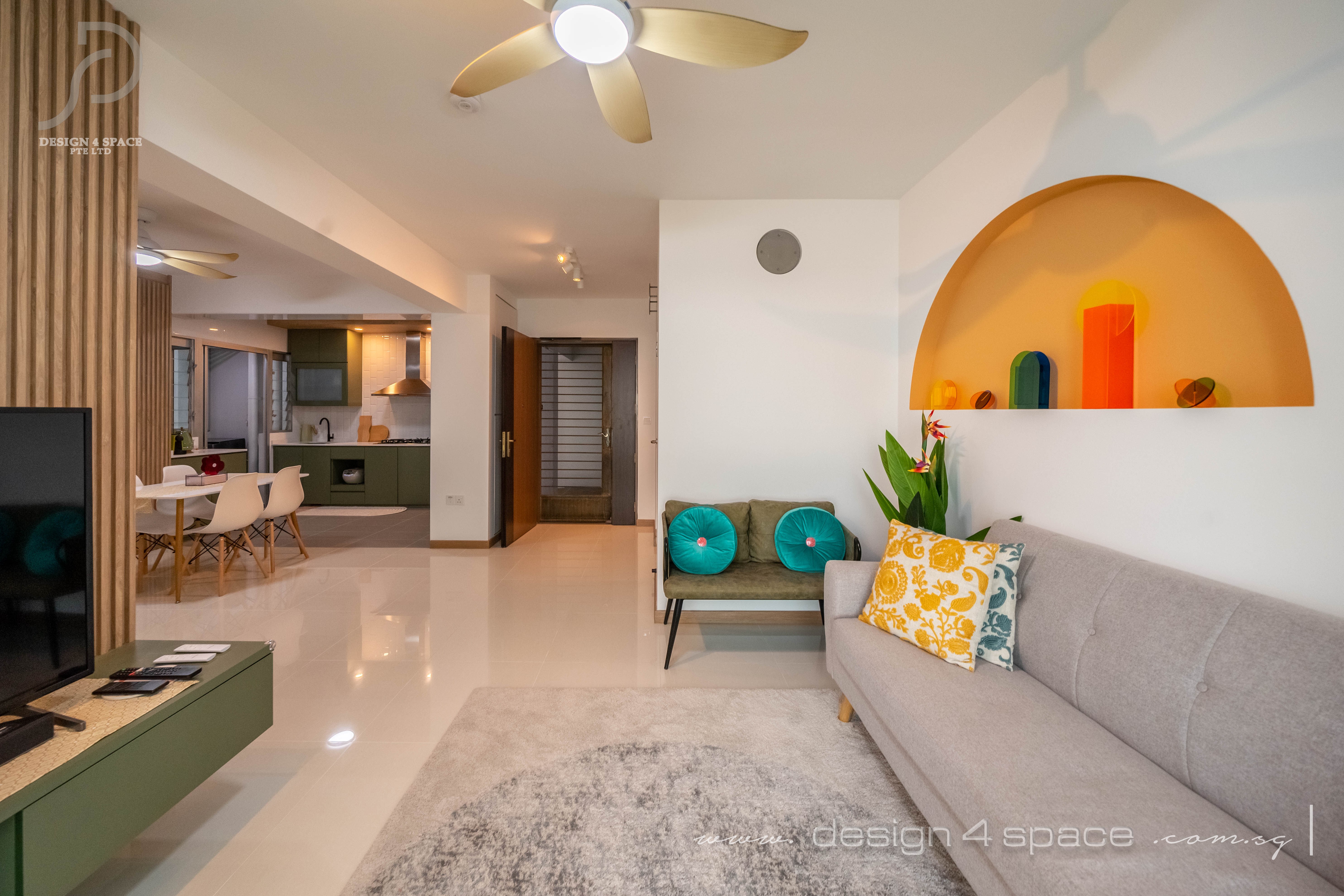 Contemporary, Modern Design - Living Room - HDB 4 Room - Design by Design 4 Space Pte Ltd