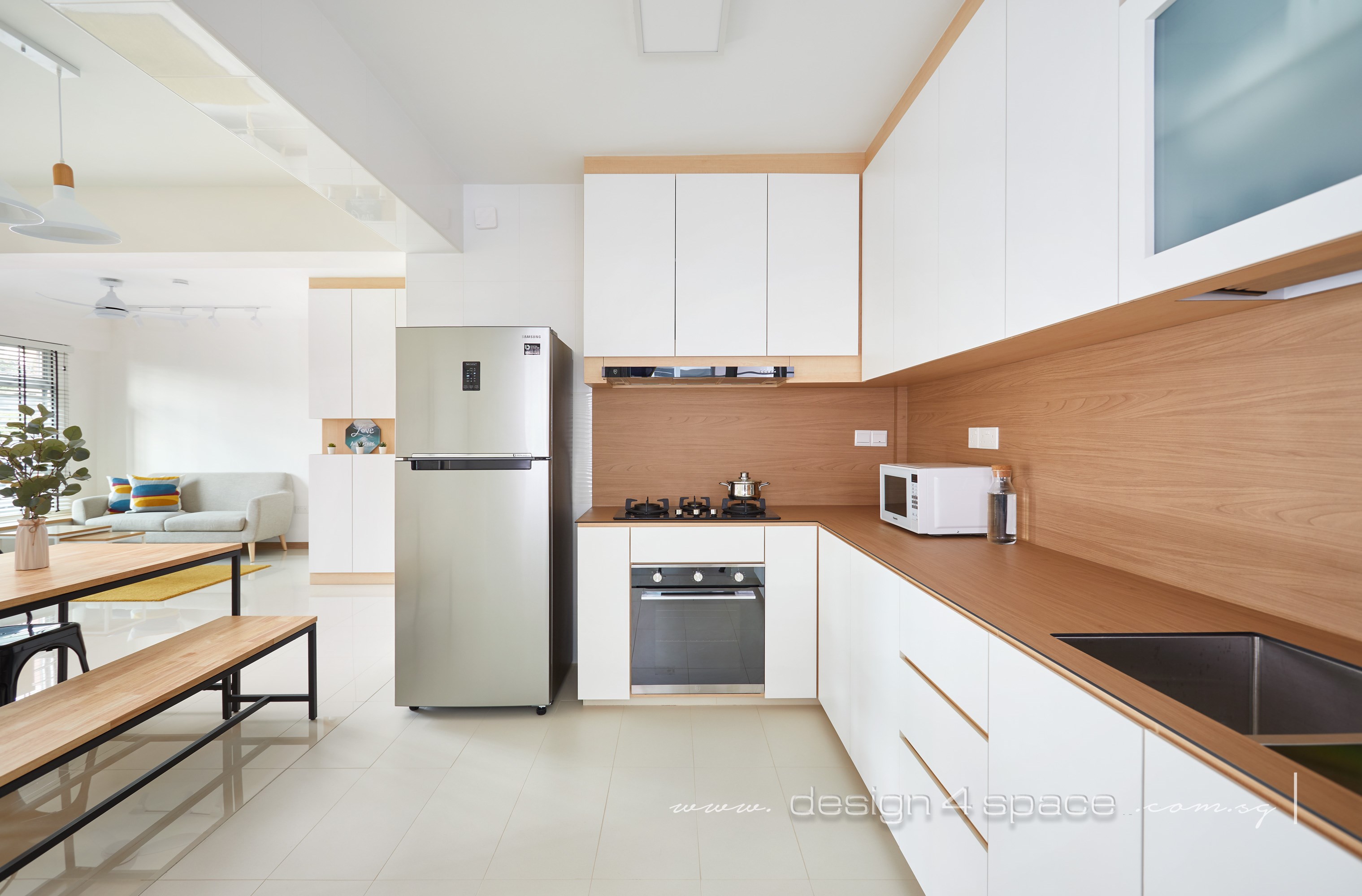 Minimalist, Scandinavian Design - Kitchen - HDB 4 Room - Design by Design 4 Space Pte Ltd