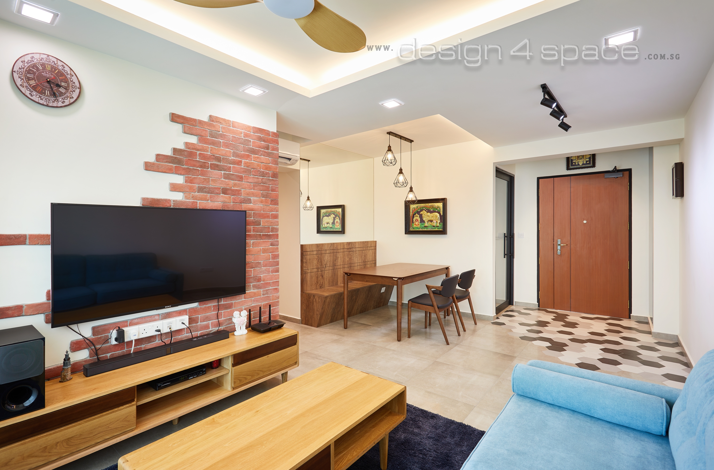 Contemporary, Industrial, Scandinavian Design - Living Room - HDB 4 Room - Design by Design 4 Space Pte Ltd