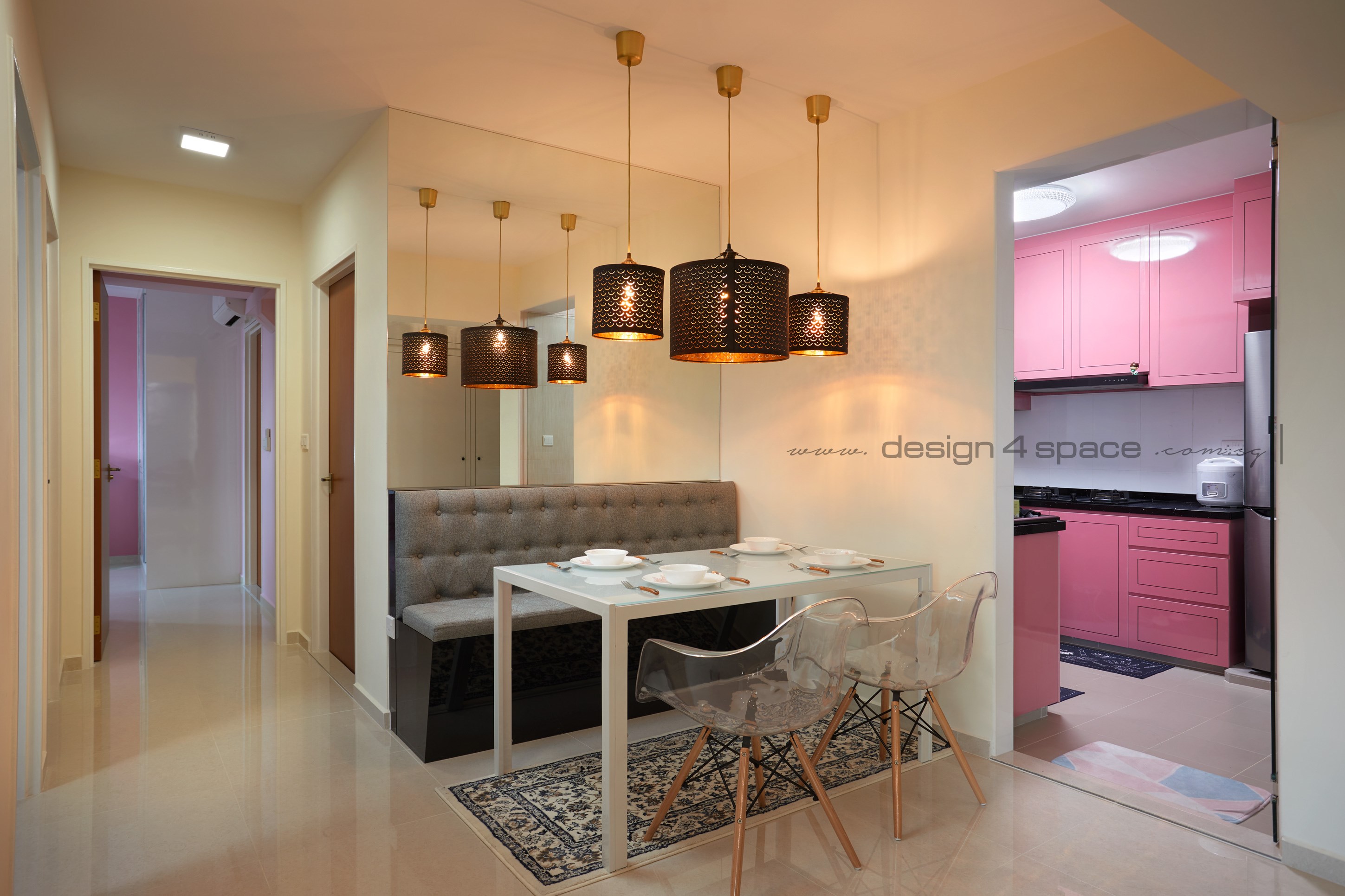 Minimalist, Victorian Design - Dining Room - HDB 4 Room - Design by Design 4 Space Pte Ltd