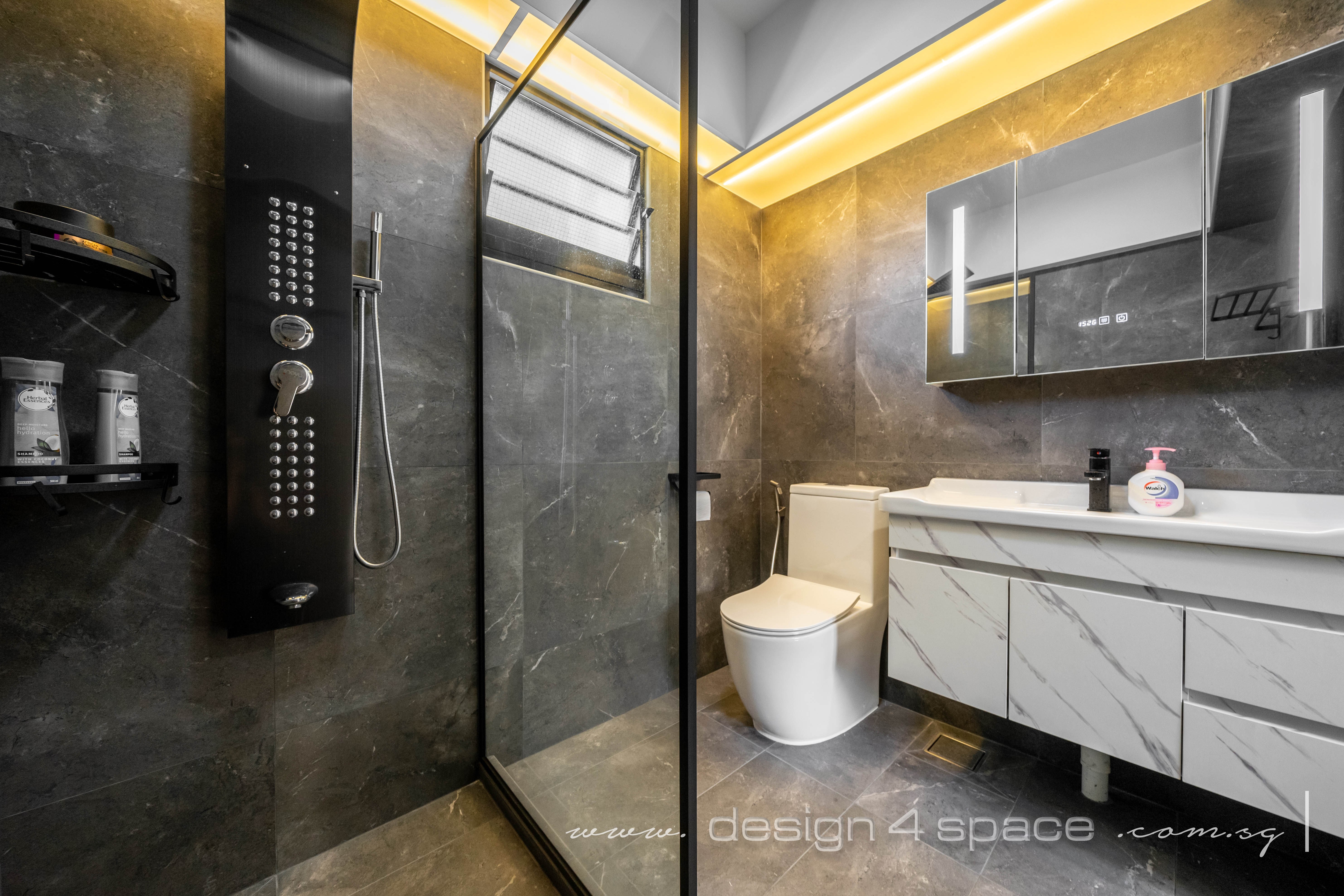 Contemporary, Modern Design - Bathroom - HDB 4 Room - Design by Design 4 Space Pte Ltd