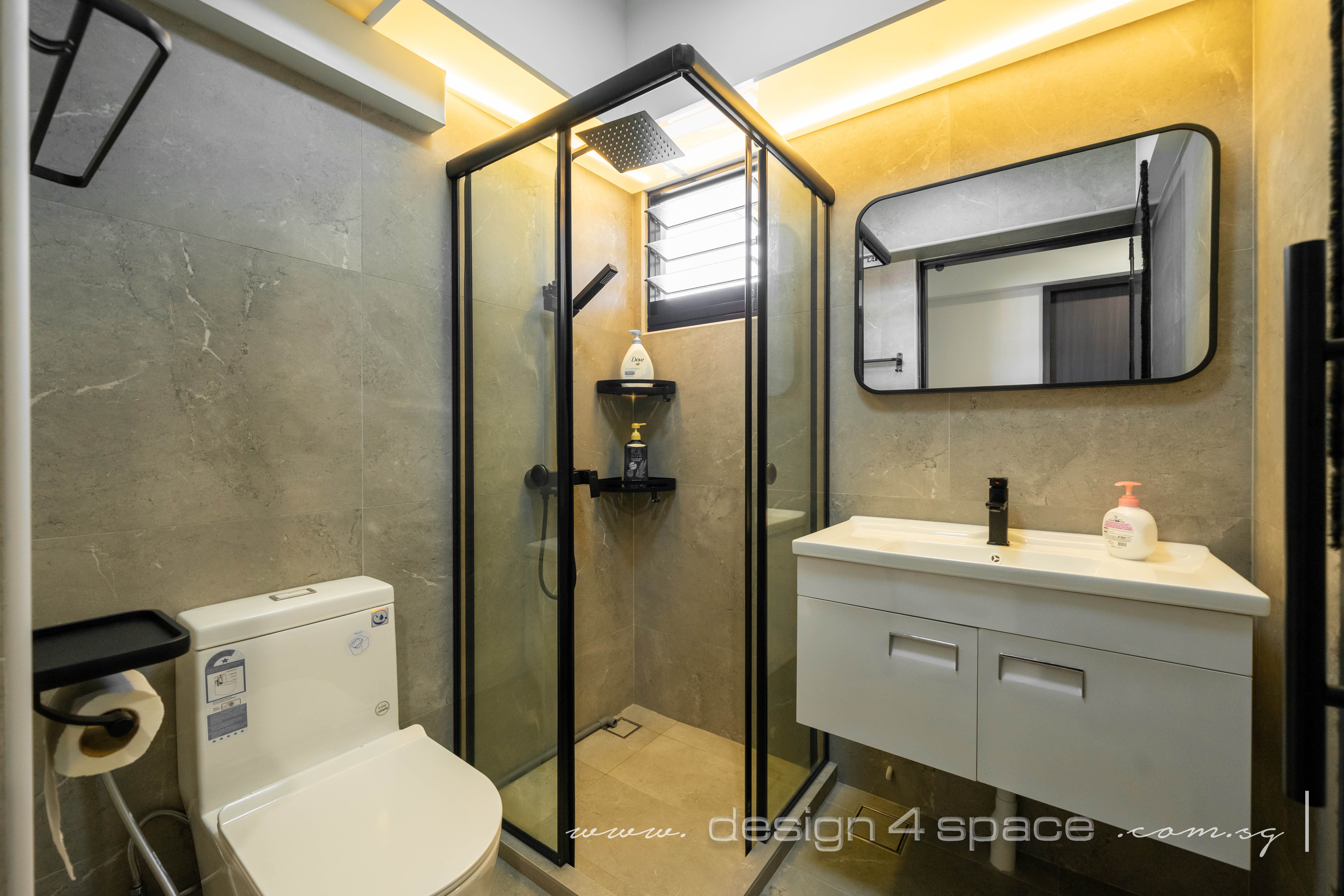 Contemporary, Modern Design - Bathroom - HDB 4 Room - Design by Design 4 Space Pte Ltd