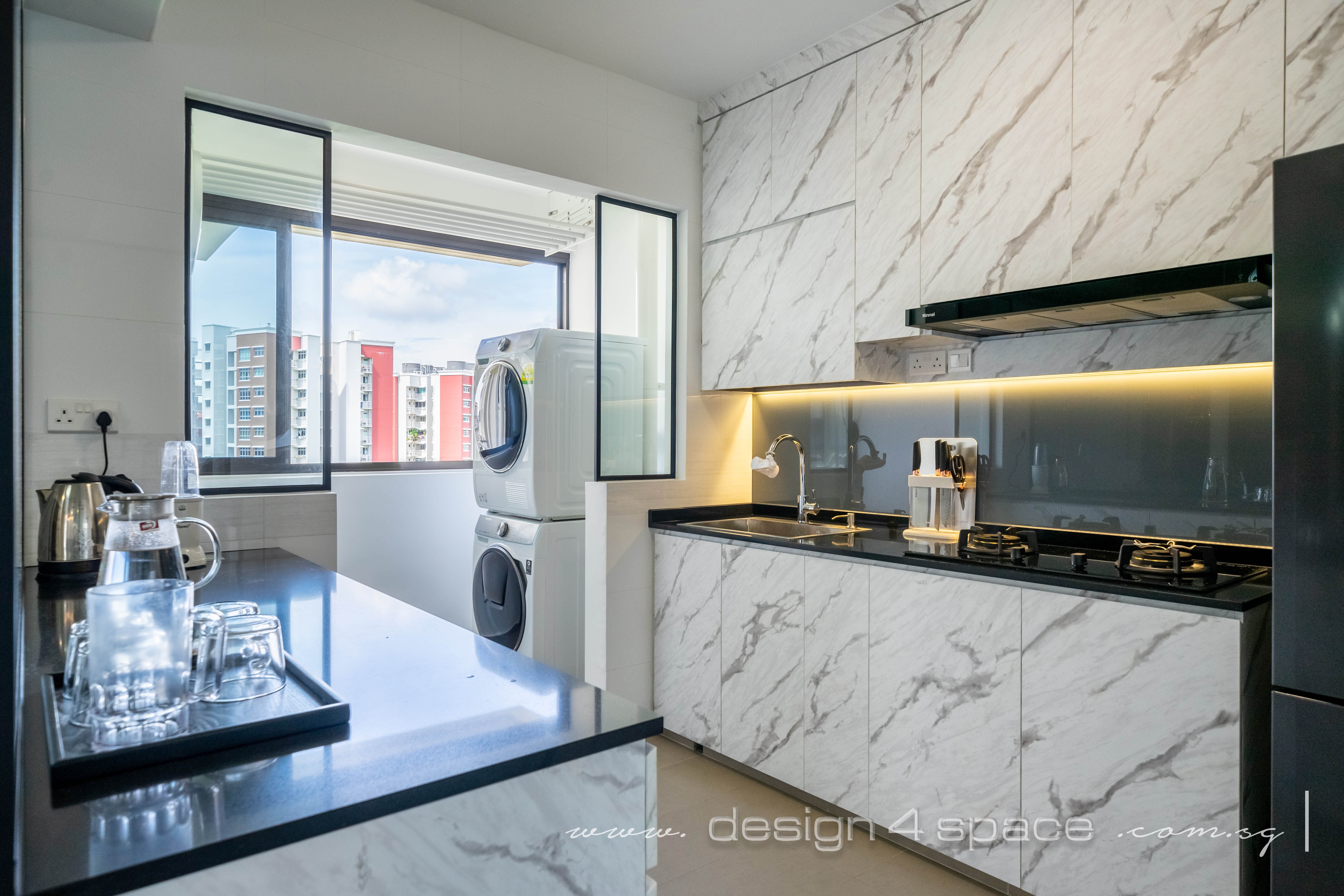 Contemporary, Modern Design - Kitchen - HDB 4 Room - Design by Design 4 Space Pte Ltd