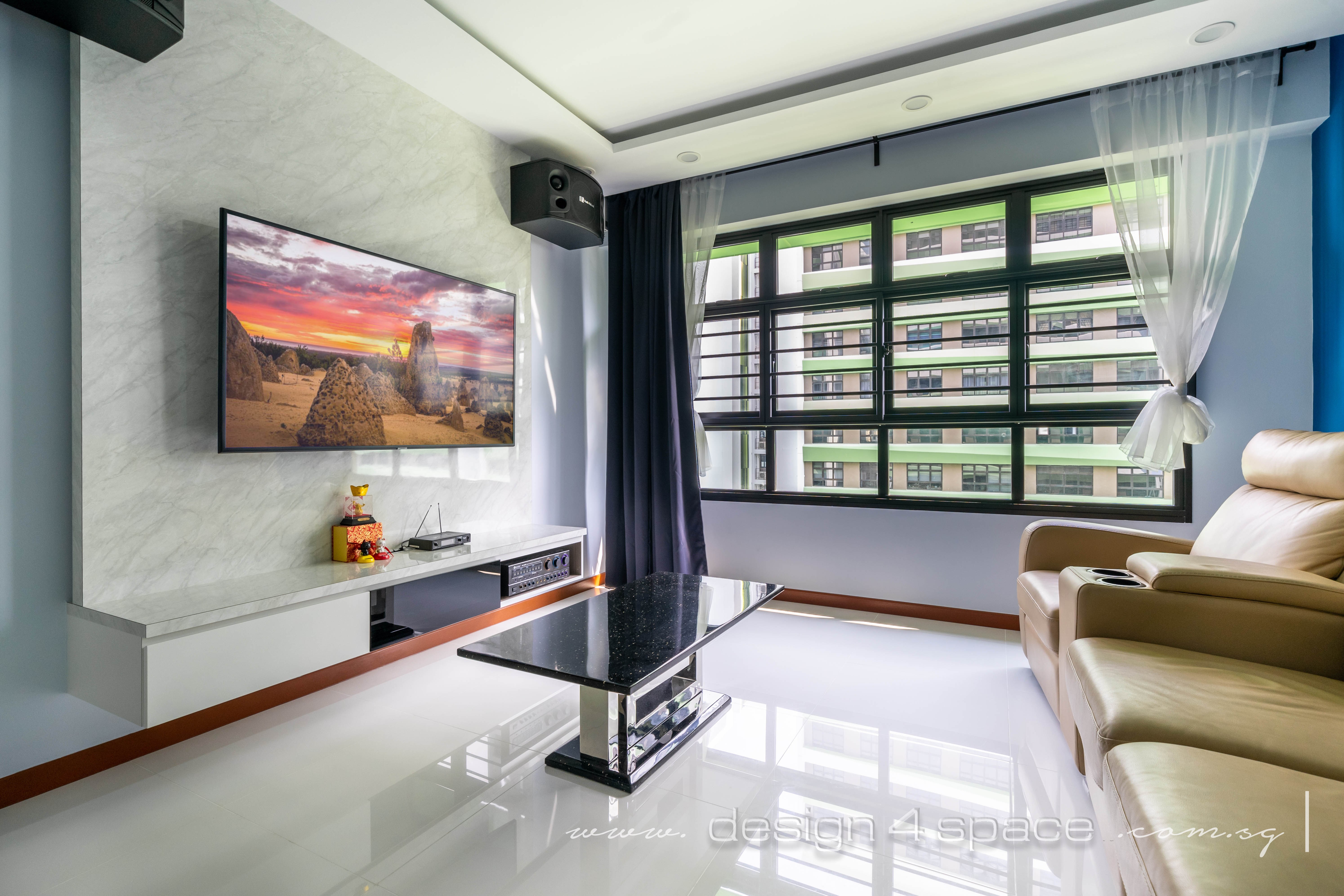 Modern Design - Living Room - HDB 4 Room - Design by Design 4 Space Pte Ltd