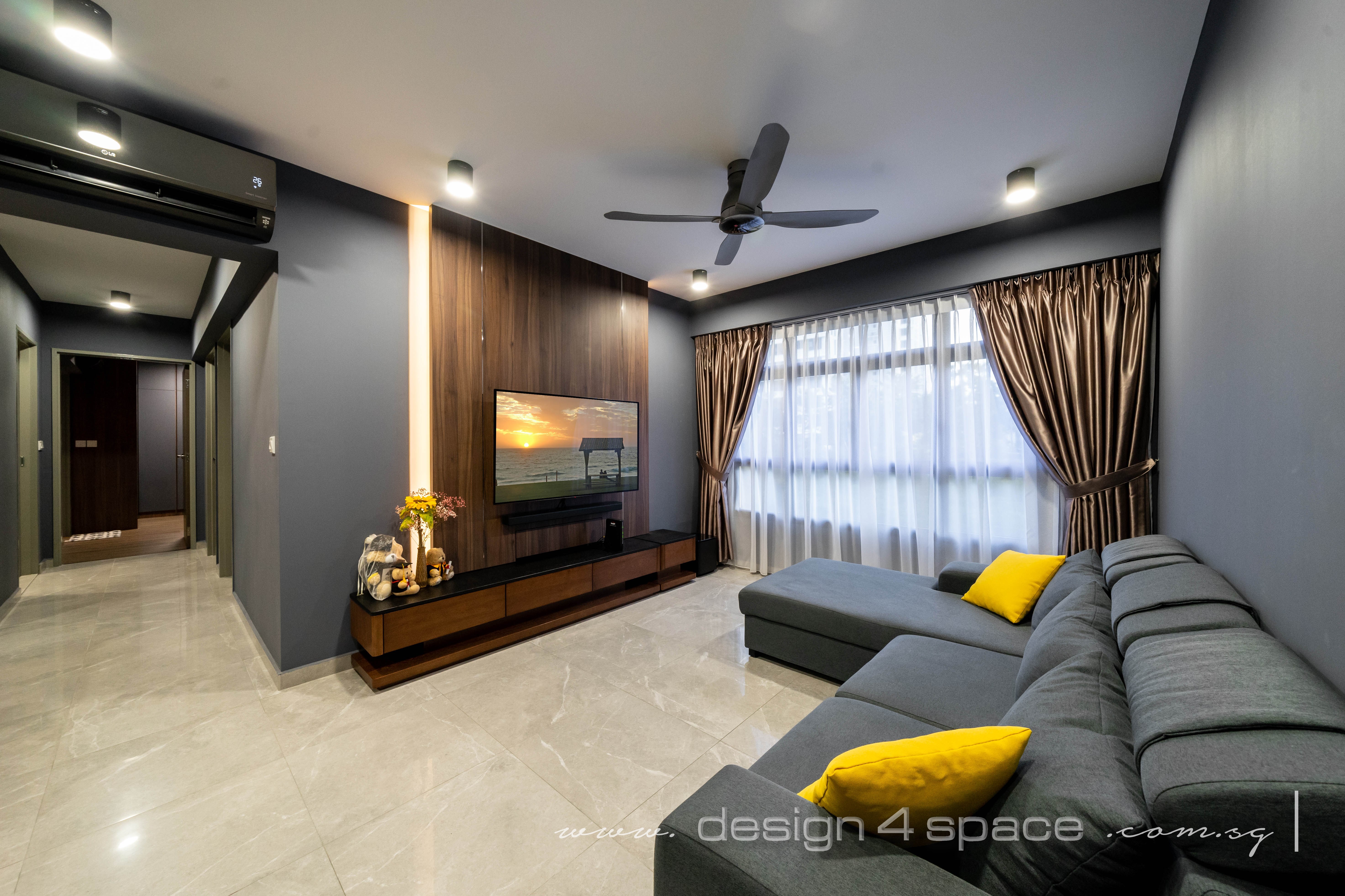 Contemporary, Modern Design - Living Room - HDB 4 Room - Design by Design 4 Space Pte Ltd