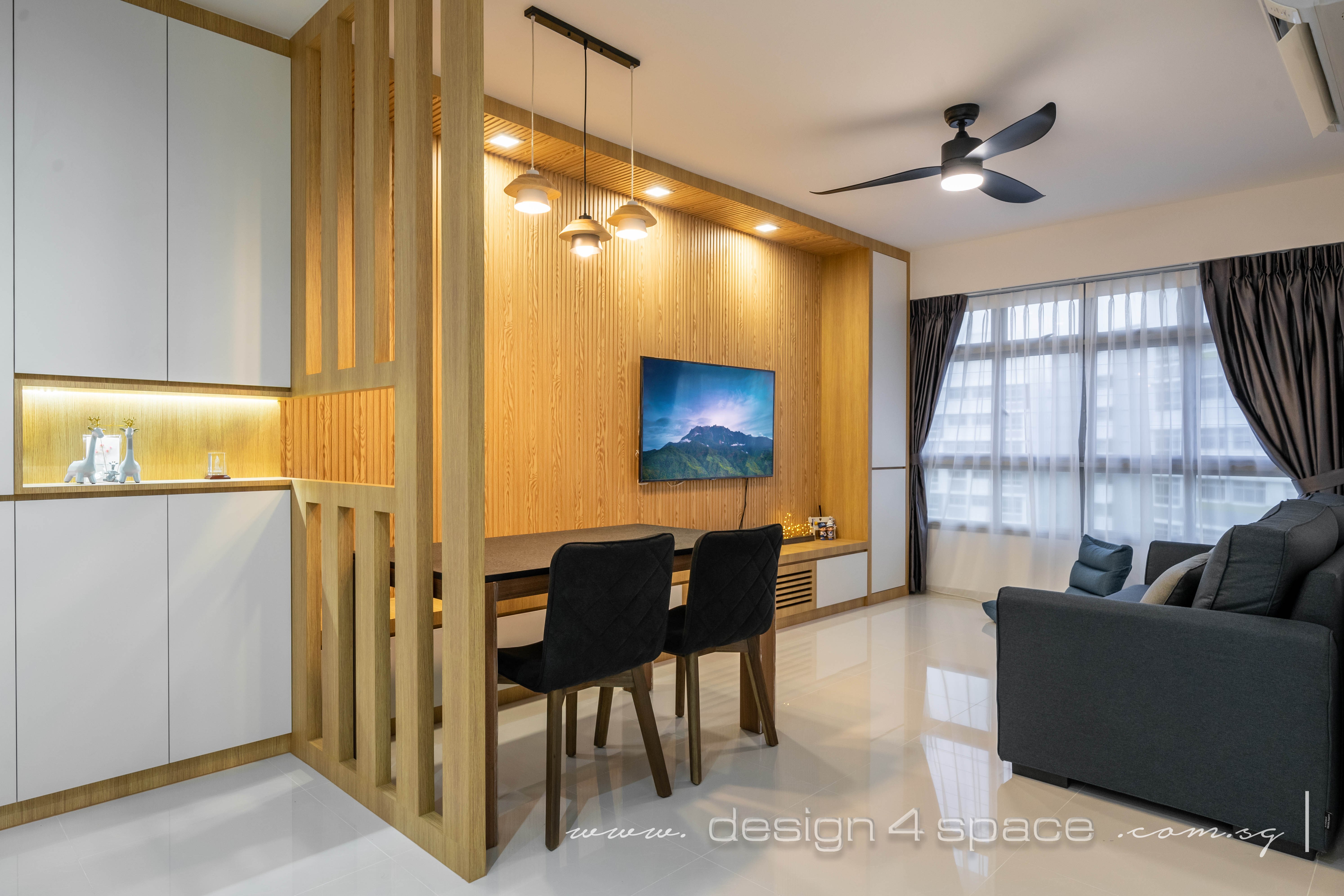 Minimalist, Modern Design - Living Room - HDB 4 Room - Design by Design 4 Space Pte Ltd