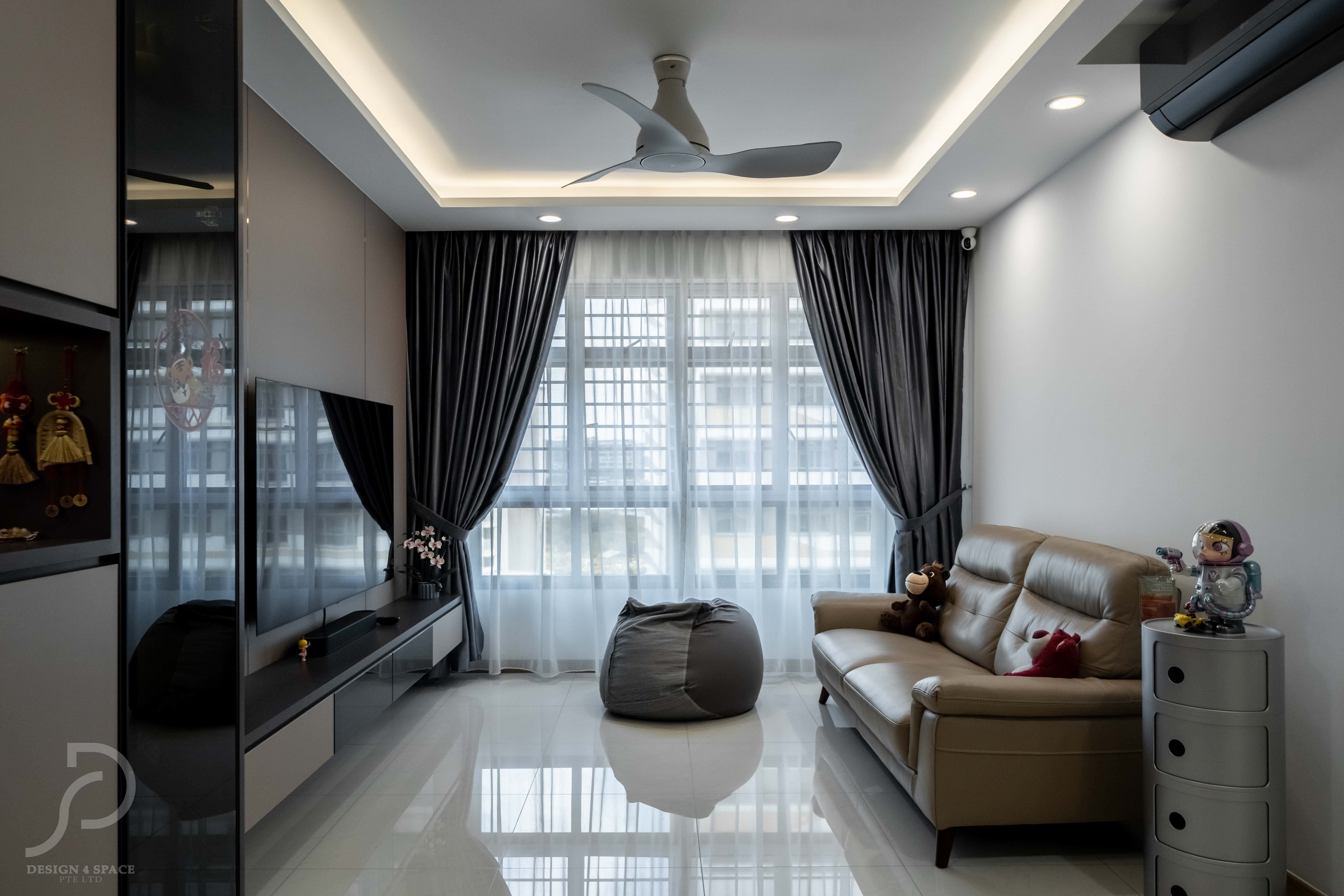 Contemporary, Modern Design - Living Room - HDB 4 Room - Design by Design 4 Space Pte Ltd