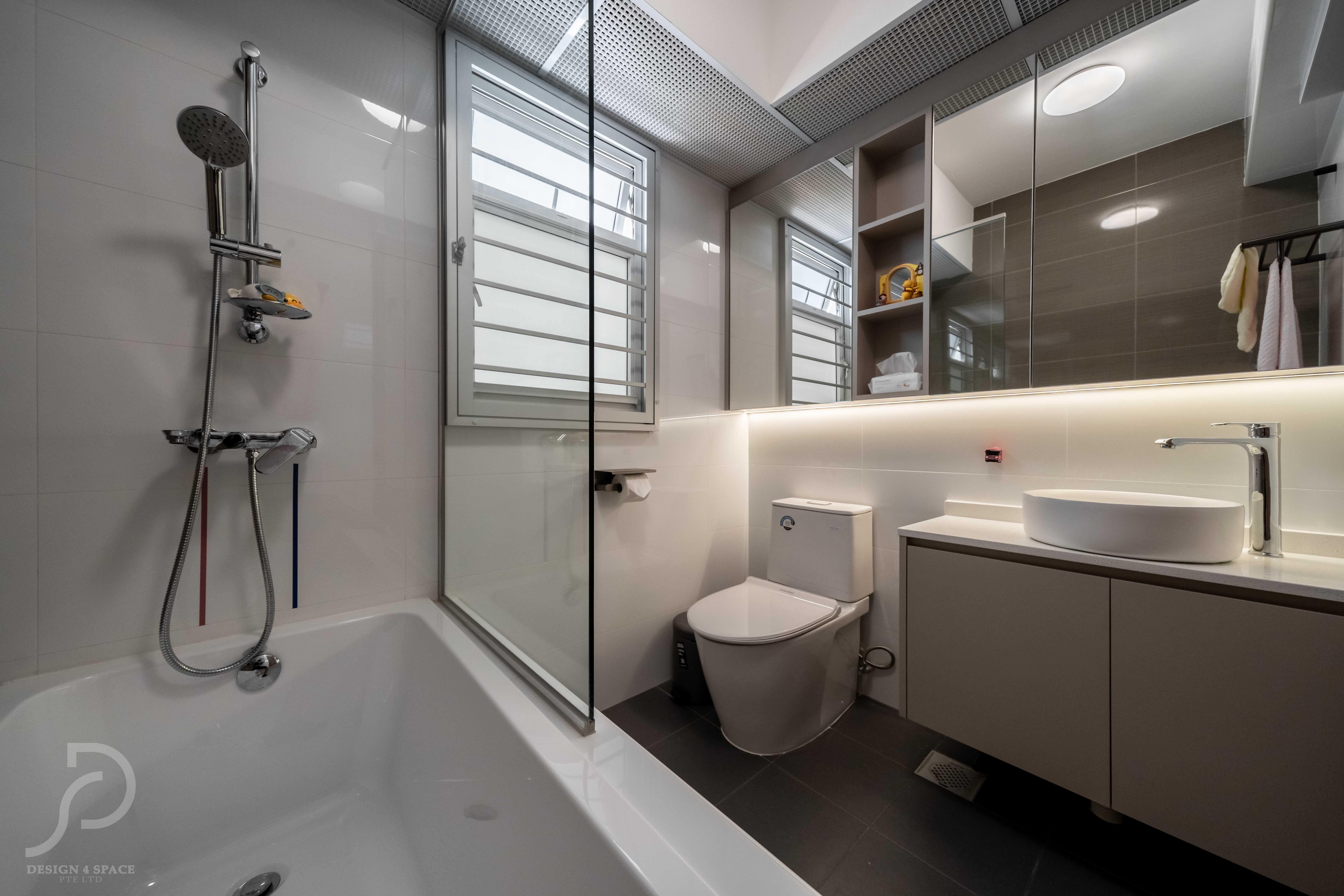 Contemporary, Modern Design - Bathroom - HDB 4 Room - Design by Design 4 Space Pte Ltd