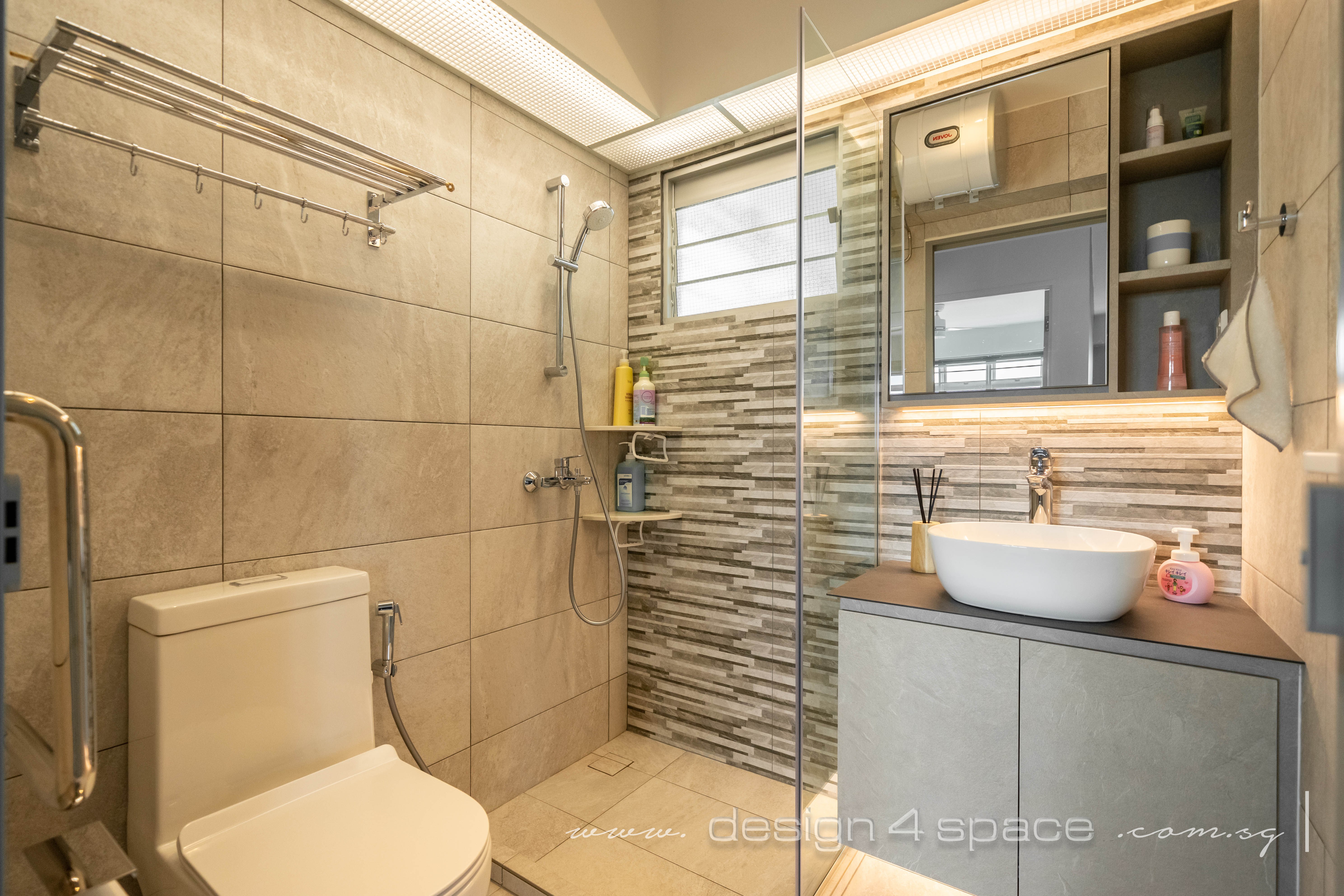 Industrial Design - Bathroom - HDB 4 Room - Design by Design 4 Space Pte Ltd