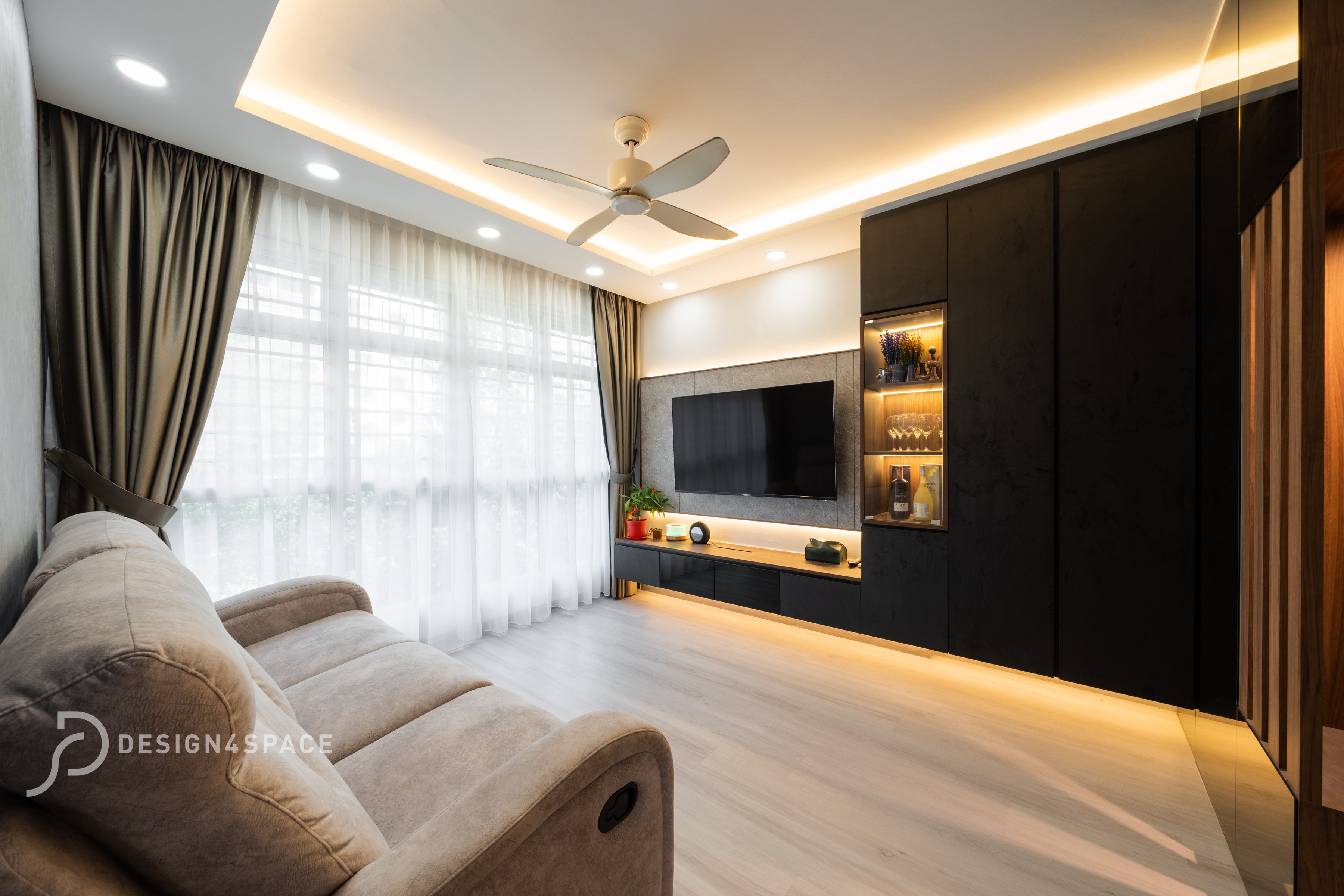 Modern Design - Living Room - HDB 4 Room - Design by Design 4 Space Pte Ltd