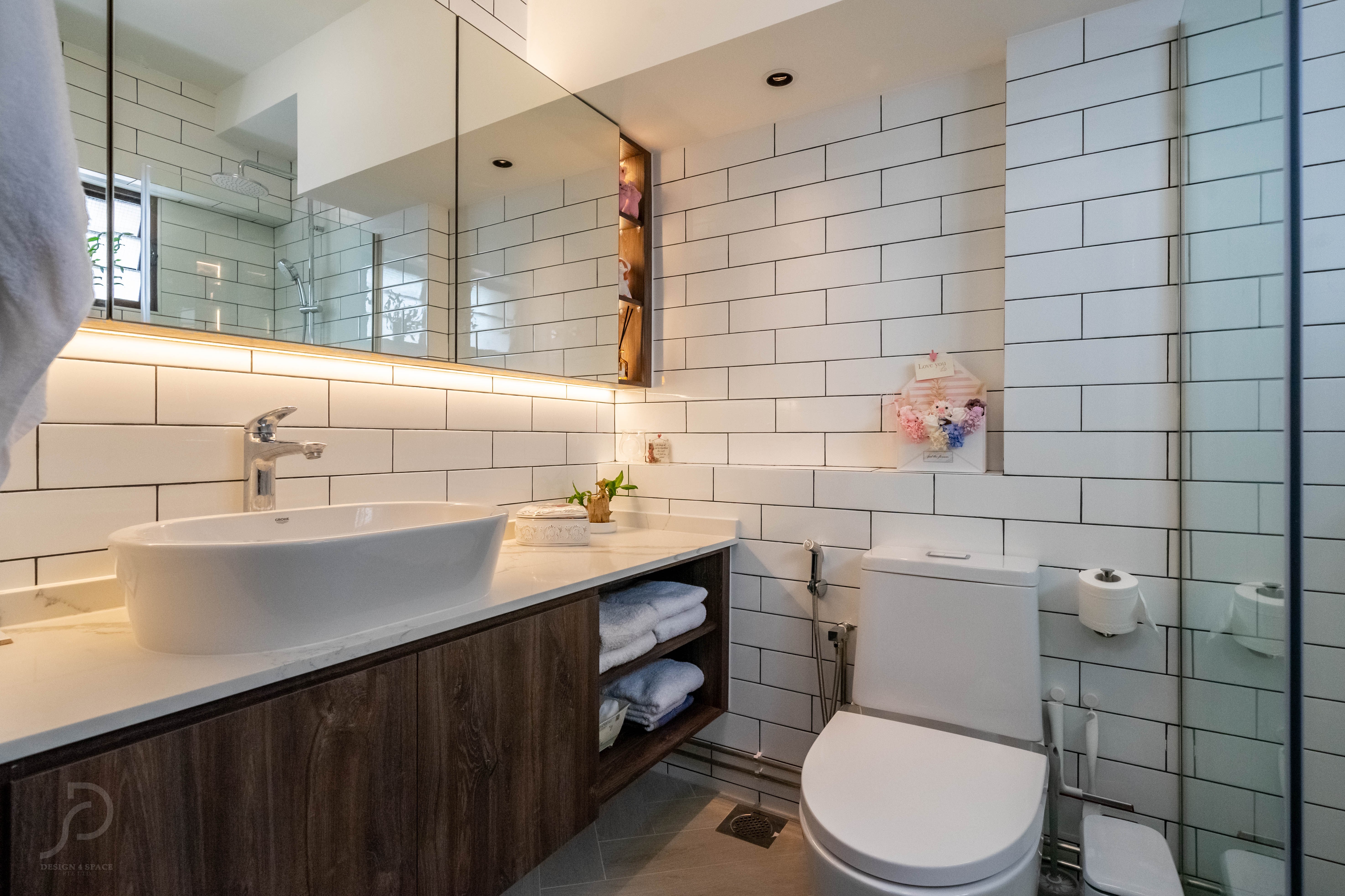 Minimalist, Modern Design - Bathroom - HDB 4 Room - Design by Design 4 Space Pte Ltd