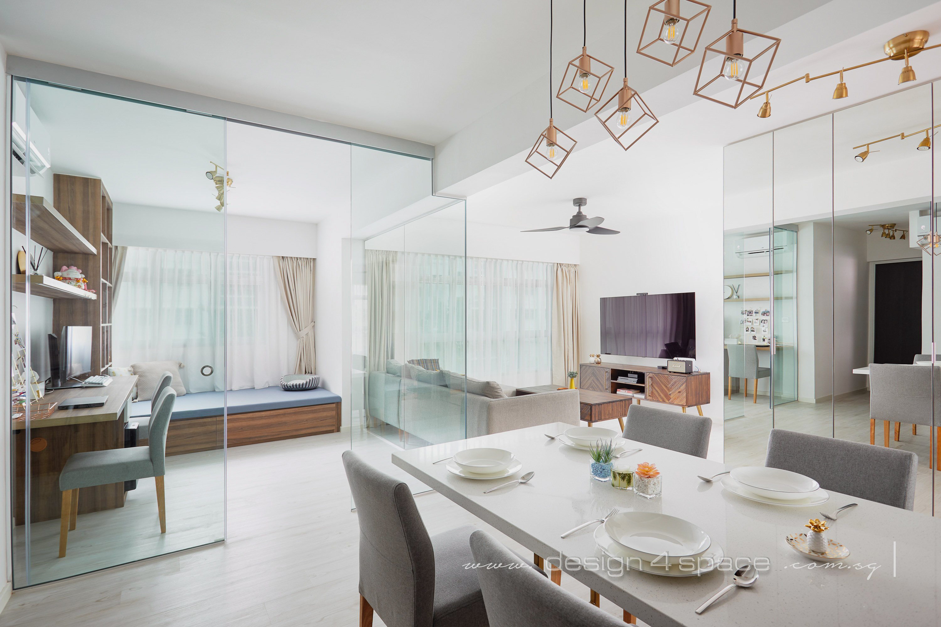 Contemporary, Modern Design - Dining Room - HDB 4 Room - Design by Design 4 Space Pte Ltd