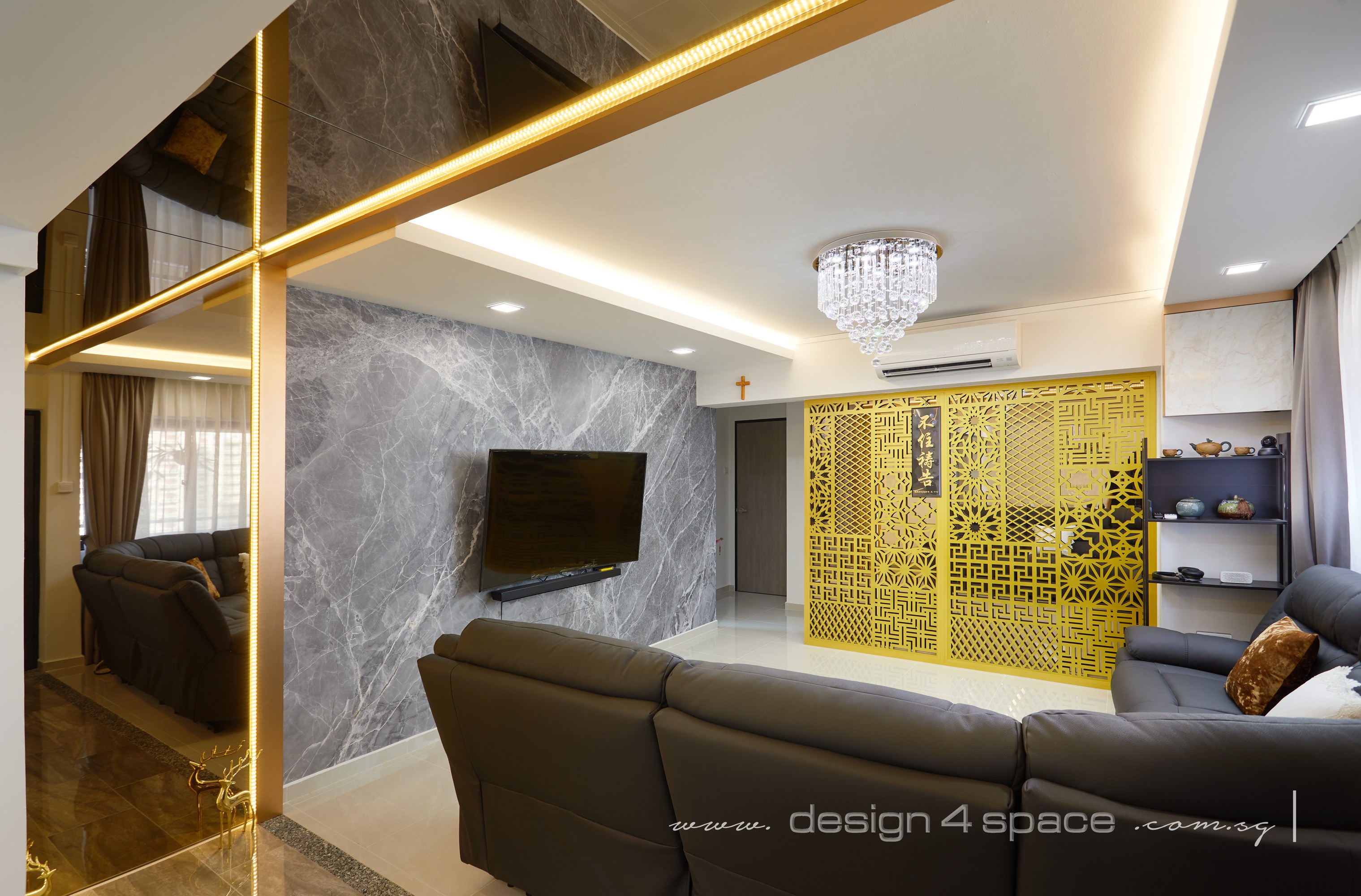 Modern Design - Living Room - HDB 4 Room - Design by Design 4 Space Pte Ltd