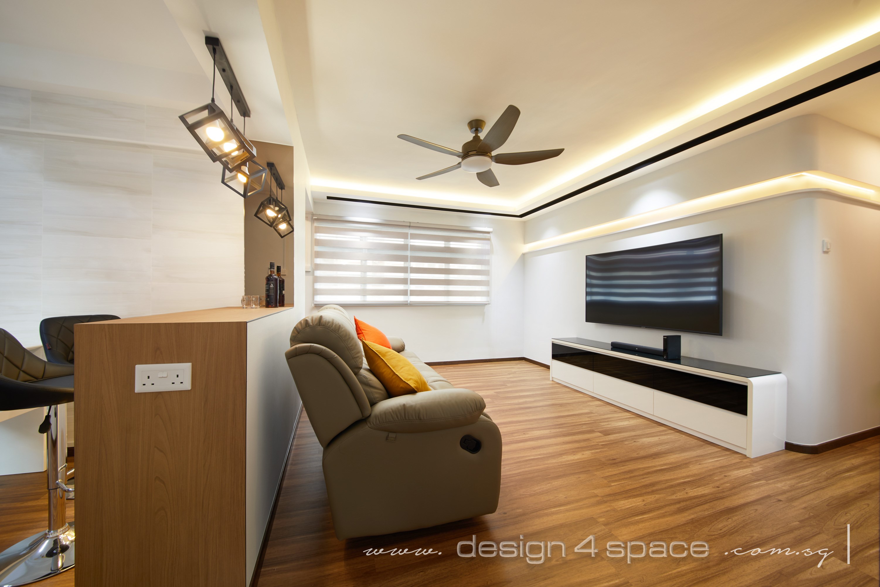 Contemporary, Modern Design - Living Room - HDB 4 Room - Design by Design 4 Space Pte Ltd