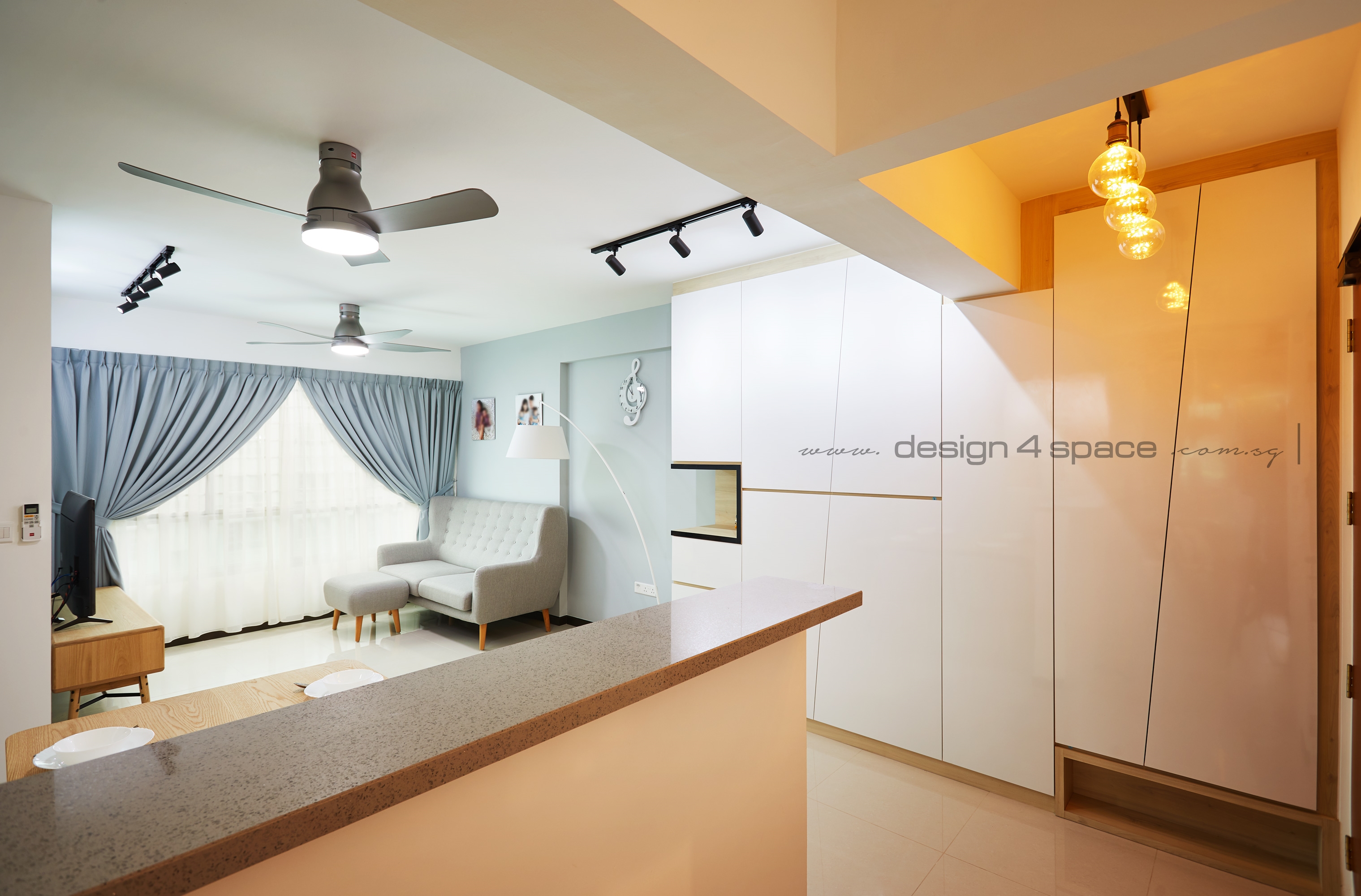 Contemporary, Modern Design - Living Room - HDB 4 Room - Design by Design 4 Space Pte Ltd