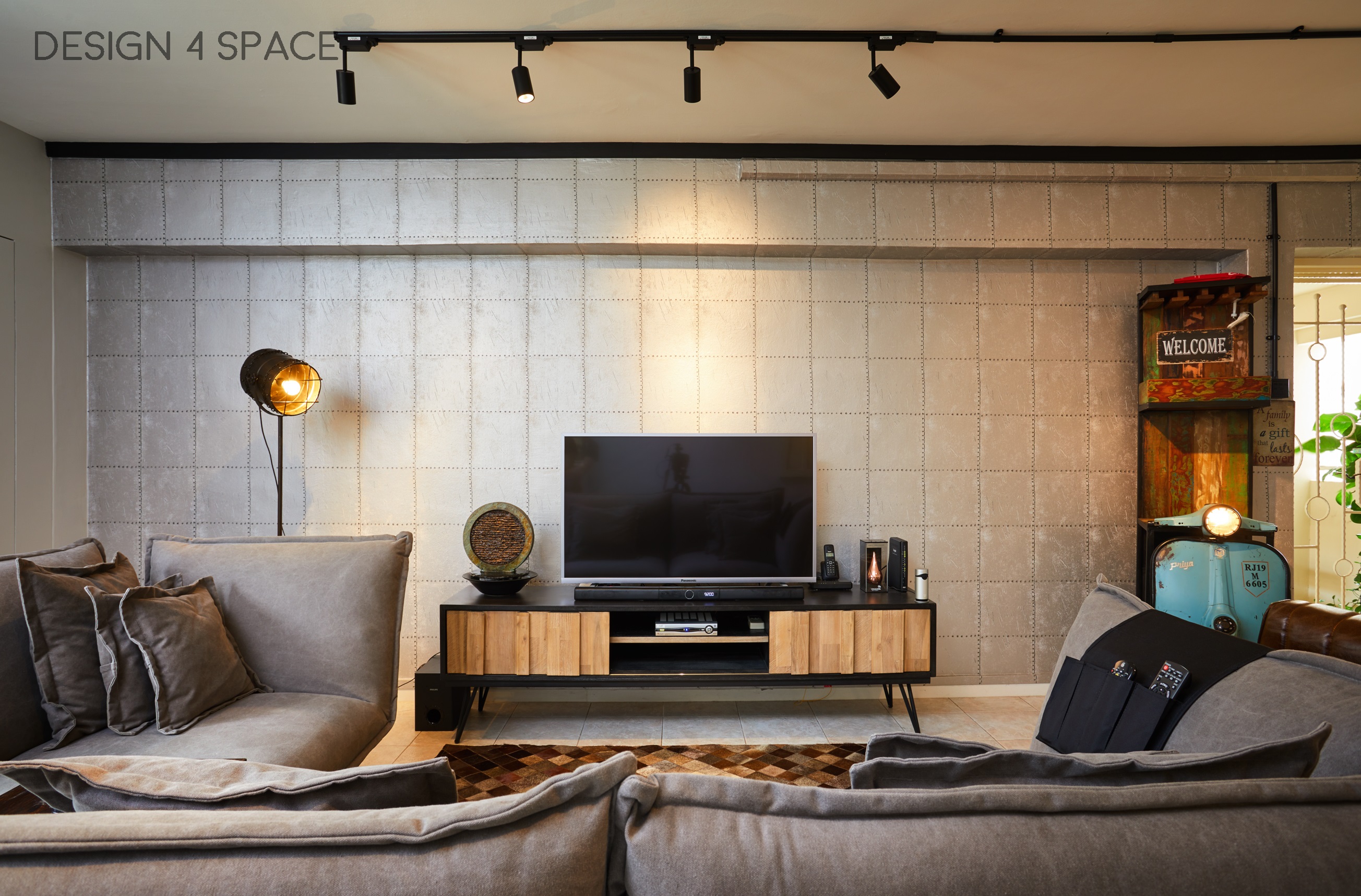 Industrial, Modern, Retro Design - Living Room - HDB 4 Room - Design by Design 4 Space Pte Ltd