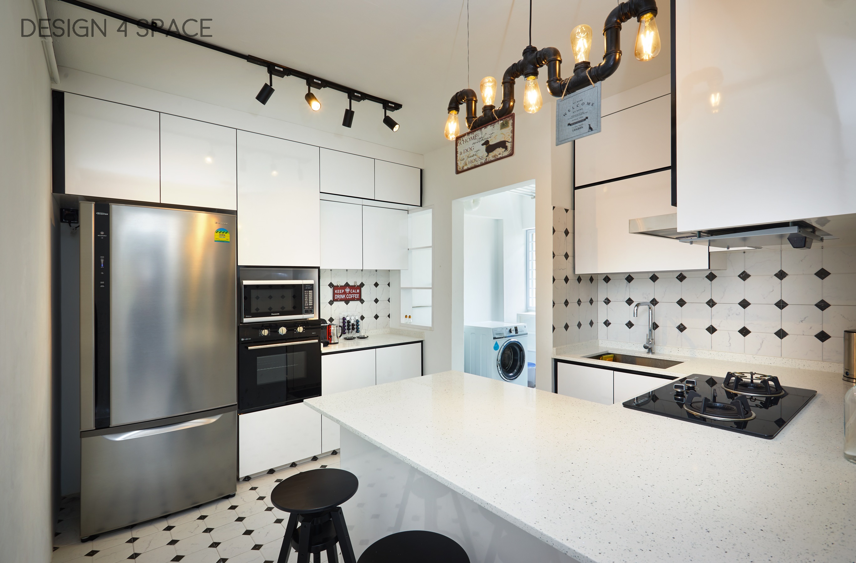 Industrial, Modern, Retro Design - Kitchen - HDB 4 Room - Design by Design 4 Space Pte Ltd