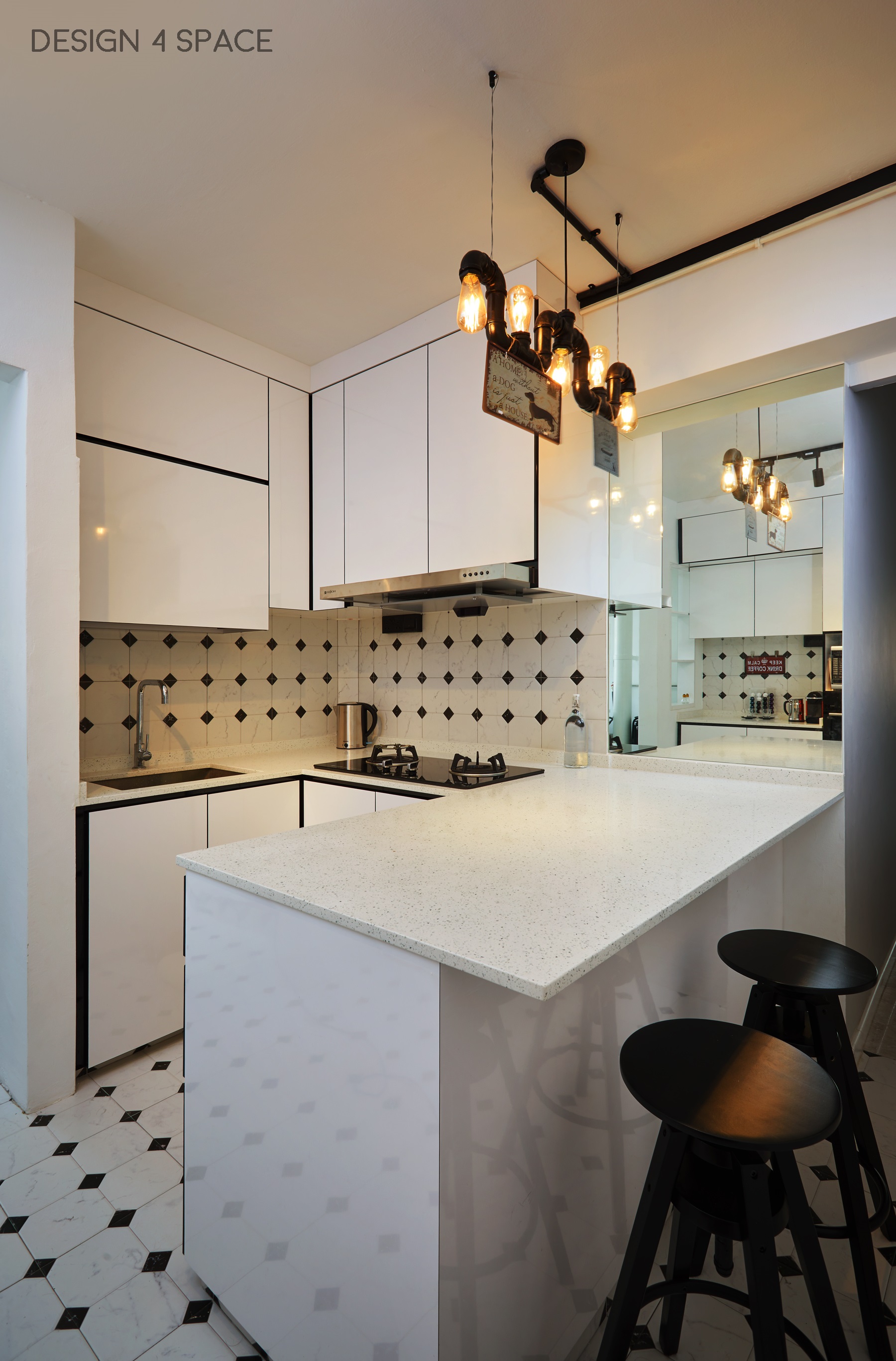 Industrial, Modern, Retro Design - Kitchen - HDB 4 Room - Design by Design 4 Space Pte Ltd