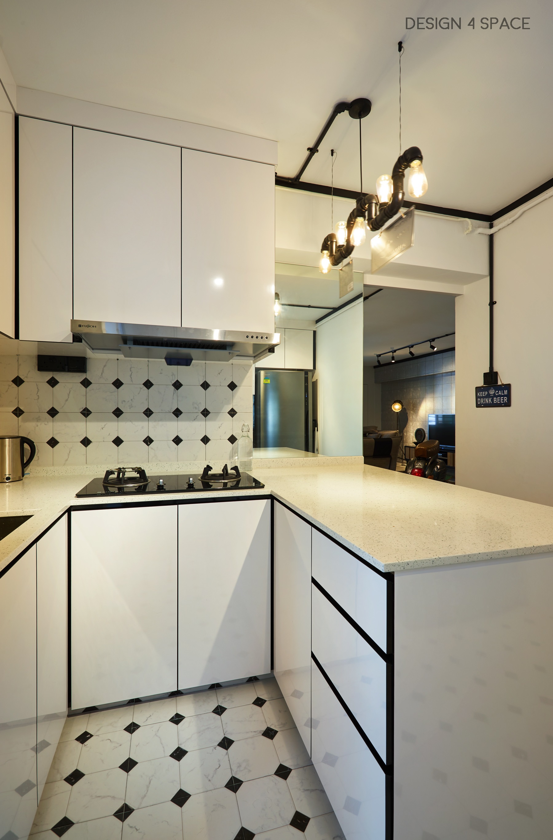 Industrial, Modern, Retro Design - Kitchen - HDB 4 Room - Design by Design 4 Space Pte Ltd