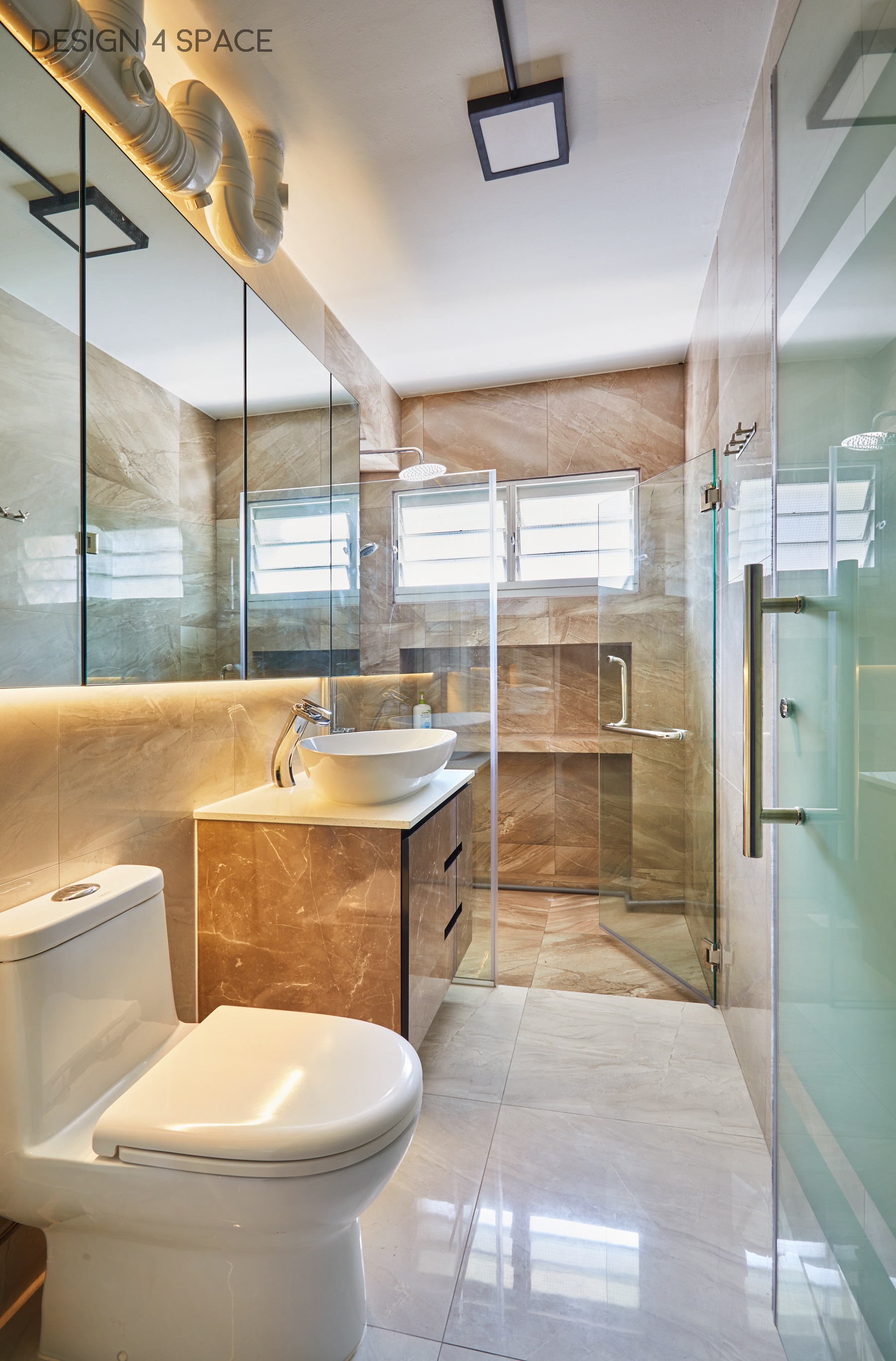 Industrial, Modern, Retro Design - Bathroom - HDB 4 Room - Design by Design 4 Space Pte Ltd