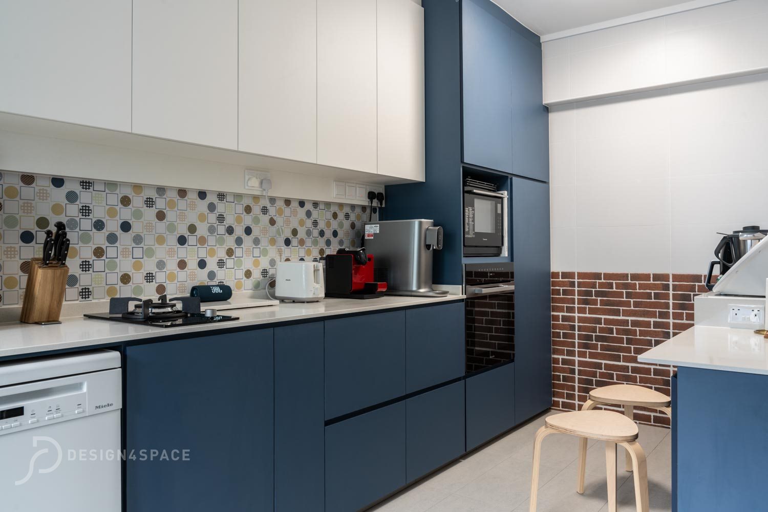 Minimalist, Modern, Retro Design - Kitchen - HDB 4 Room - Design by Design 4 Space Pte Ltd