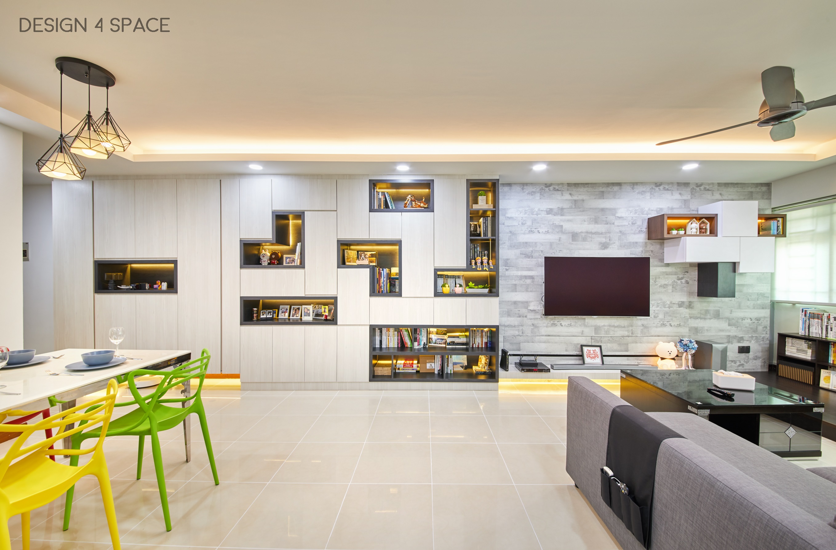 Contemporary, Modern Design - Living Room - HDB 4 Room - Design by Design 4 Space Pte Ltd