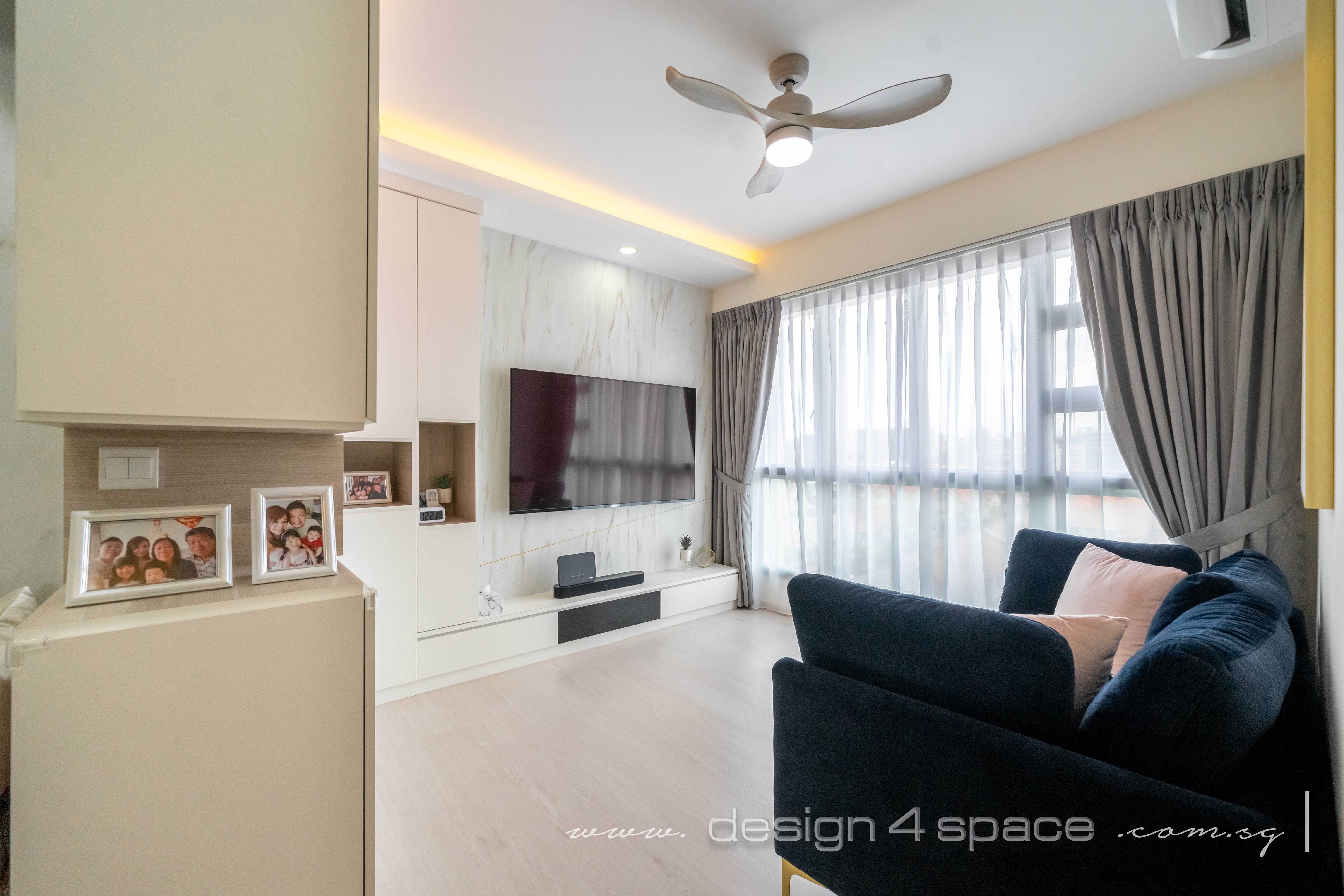 Modern Design - Living Room - HDB 4 Room - Design by Design 4 Space Pte Ltd