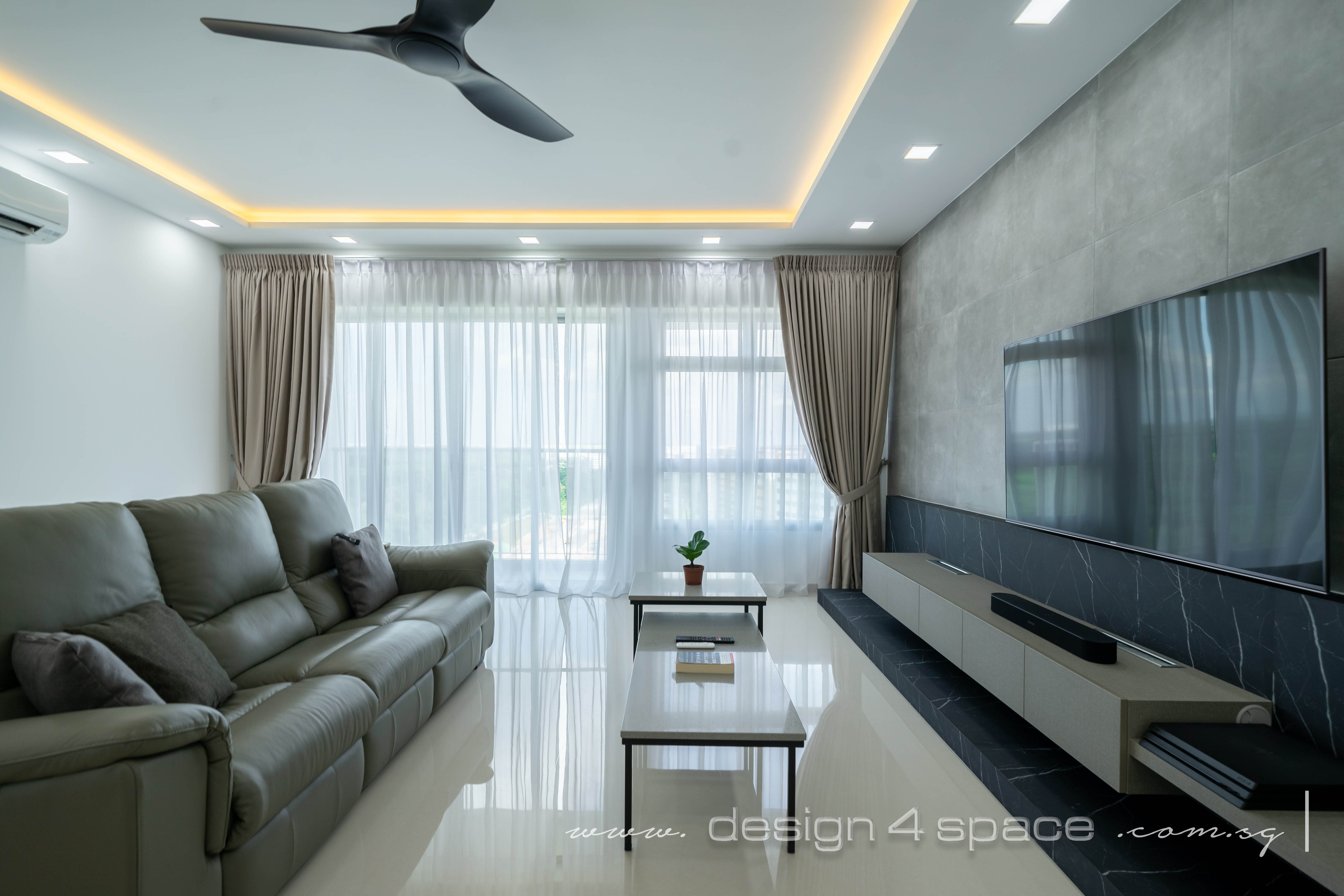 Contemporary Design - Living Room - HDB 5 Room - Design by Design 4 Space Pte Ltd