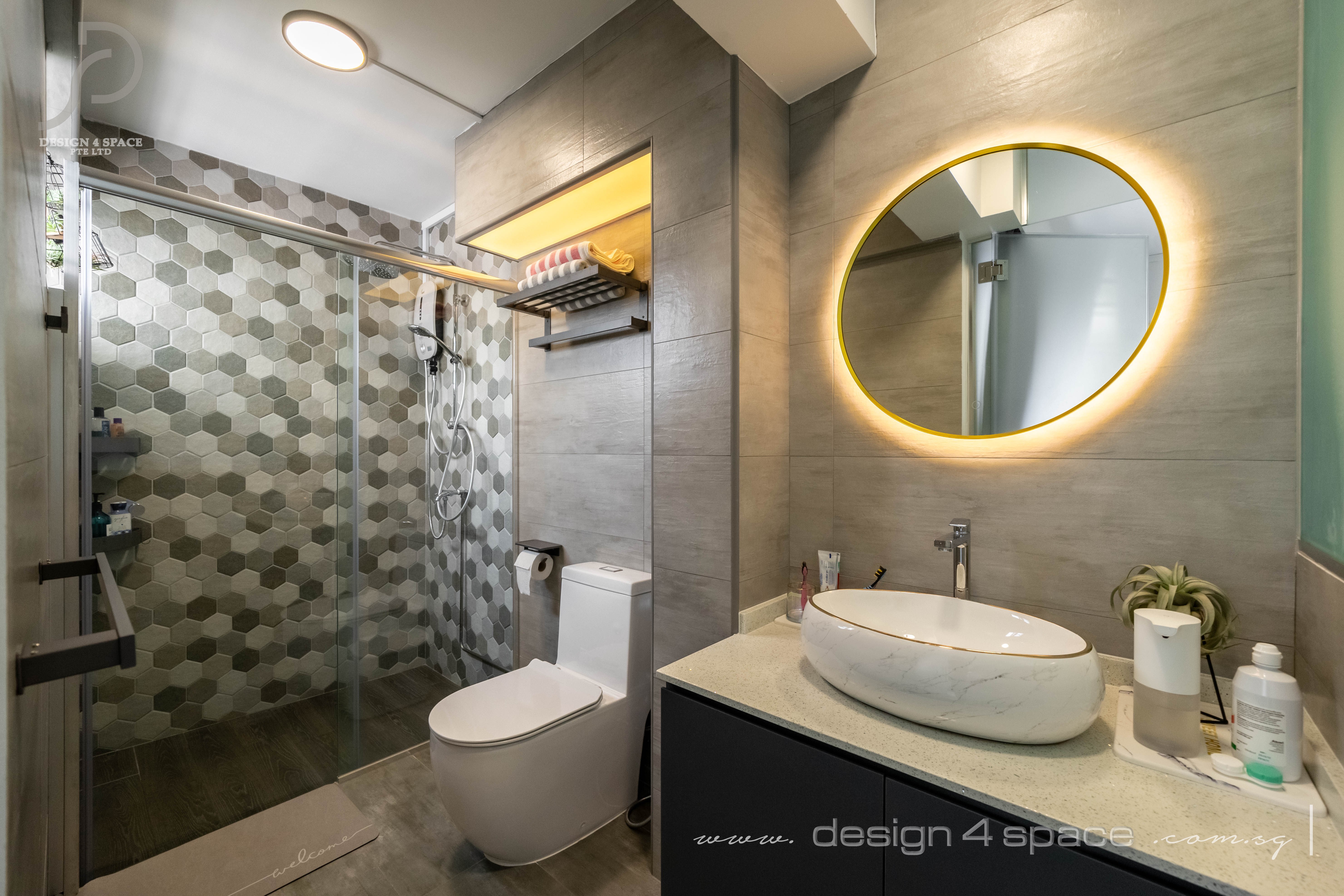 Contemporary, Modern Design - Bathroom - HDB 5 Room - Design by Design 4 Space Pte Ltd