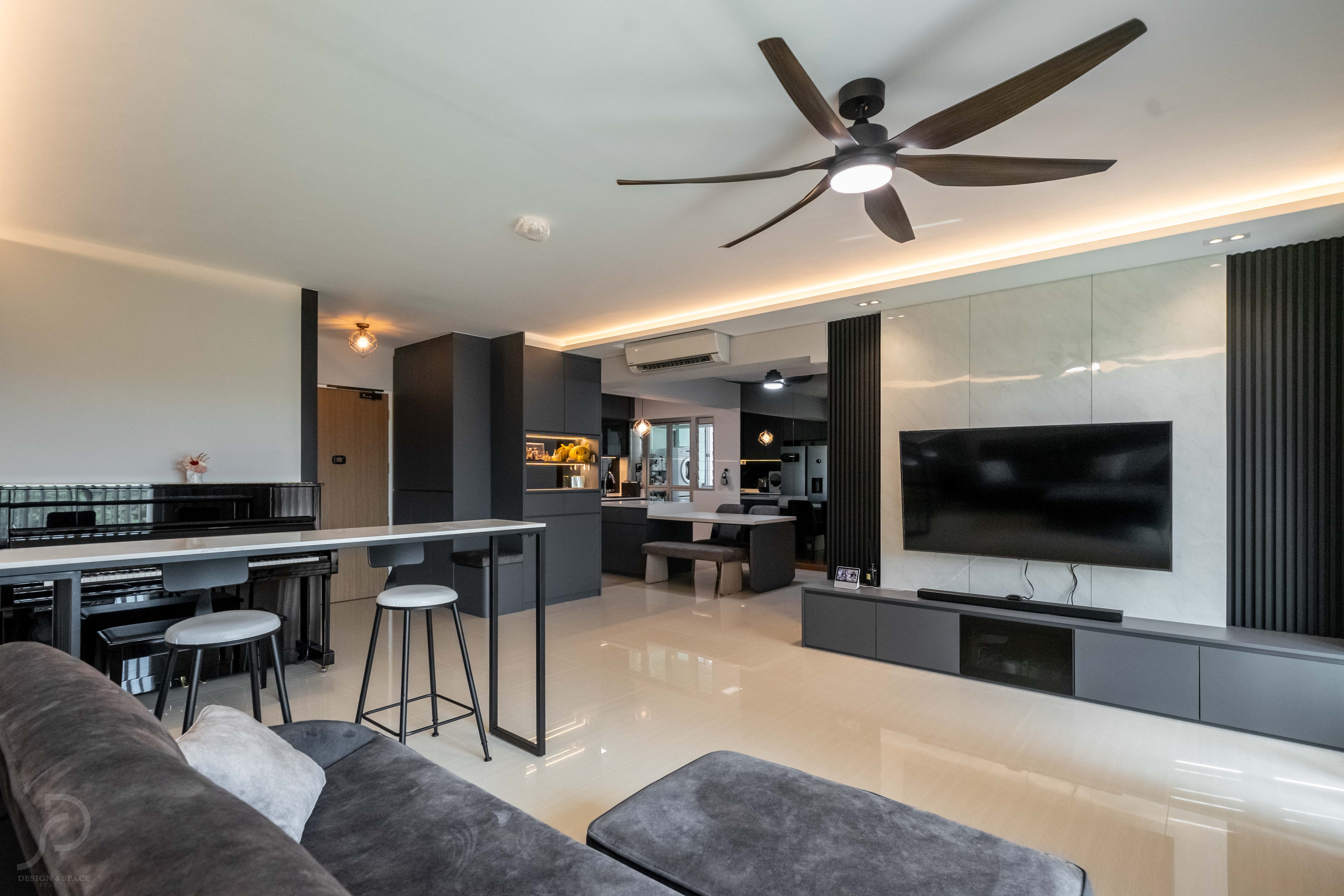 Modern Design - Living Room - HDB 5 Room - Design by Design 4 Space Pte Ltd