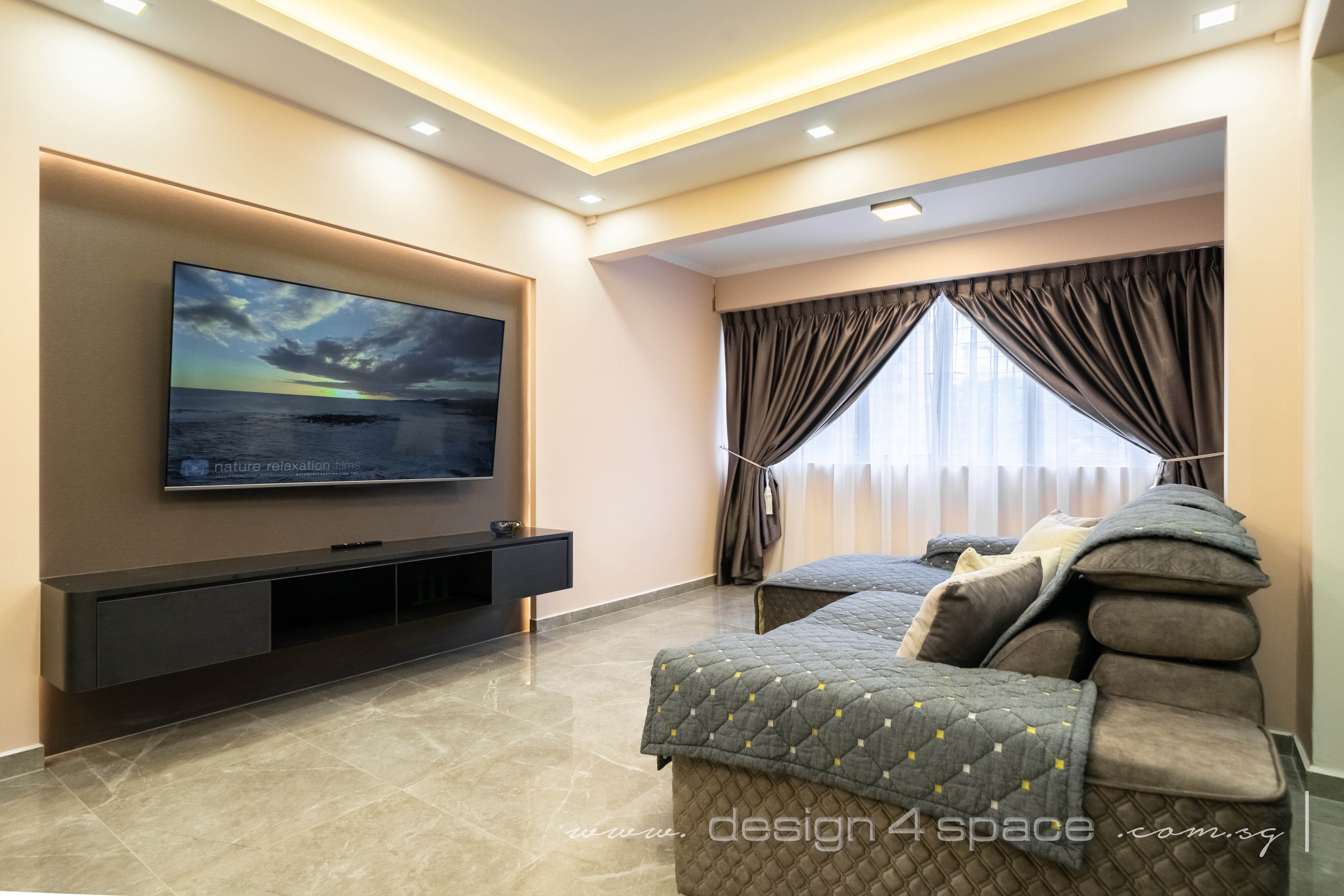 Contemporary Design - Living Room - HDB 5 Room - Design by Design 4 Space Pte Ltd