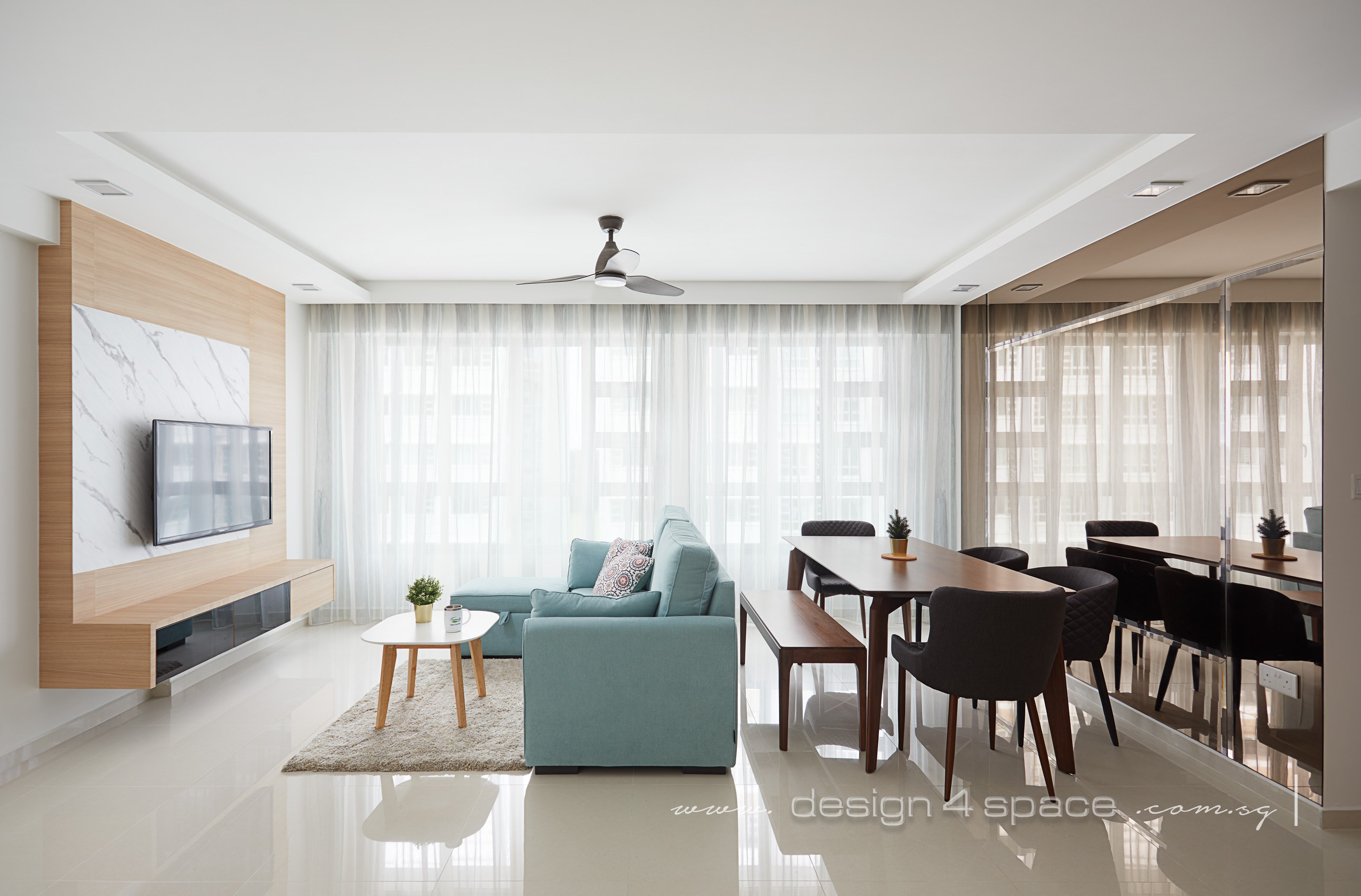 Contemporary, Scandinavian Design - Living Room - HDB 5 Room - Design by Design 4 Space Pte Ltd