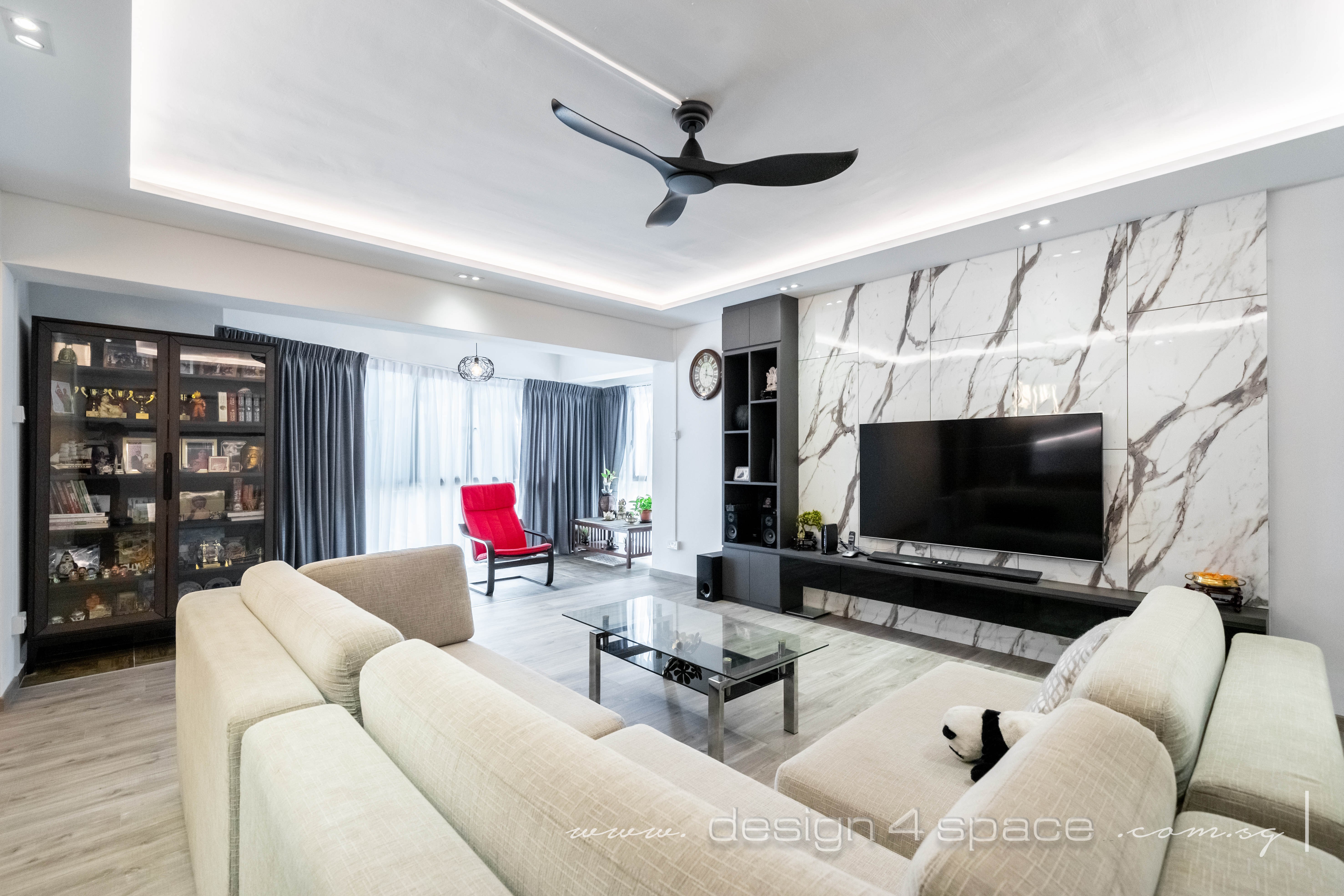 Contemporary Design - Living Room - HDB 5 Room - Design by Design 4 Space Pte Ltd