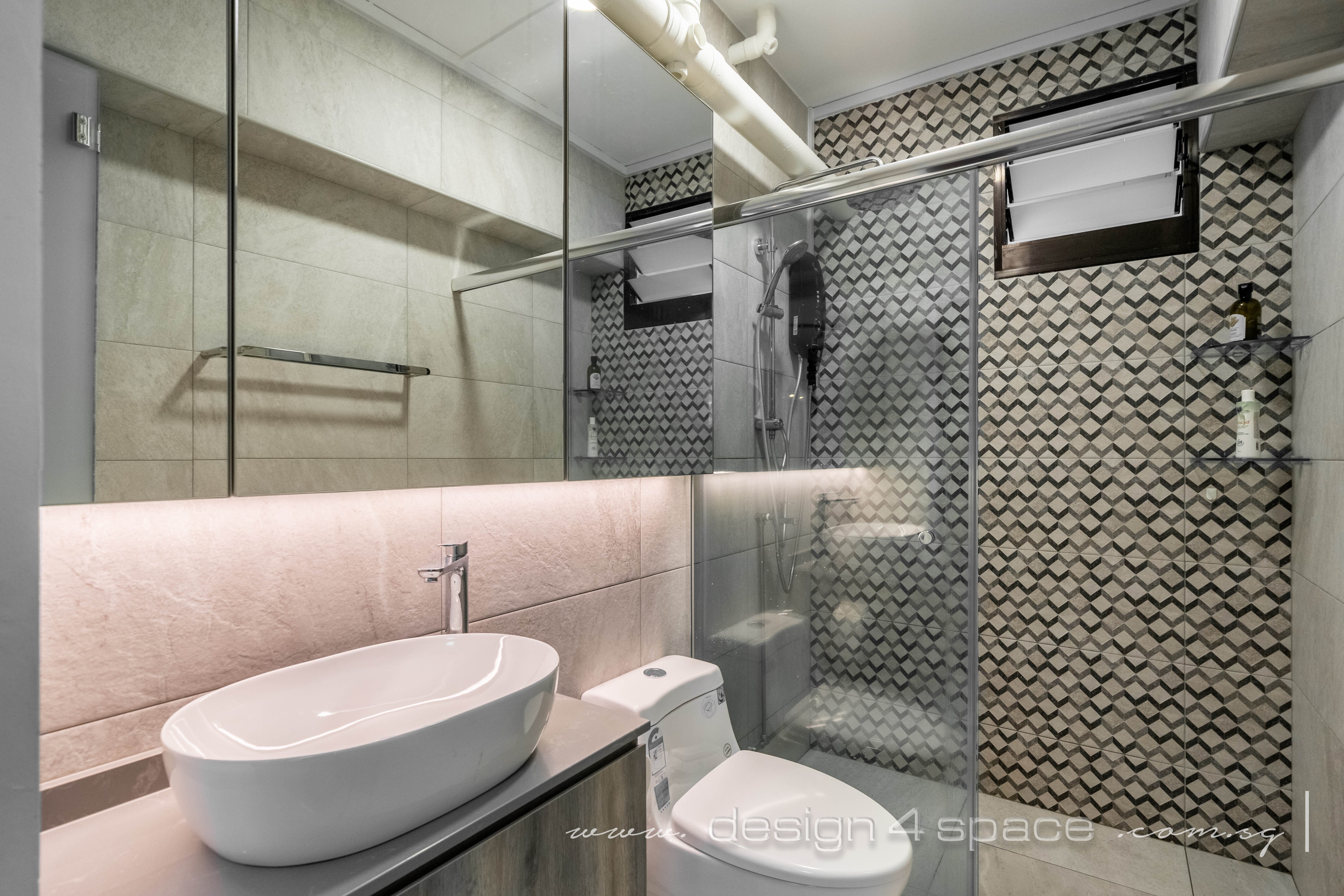 Contemporary Design - Bathroom - HDB 5 Room - Design by Design 4 Space Pte Ltd